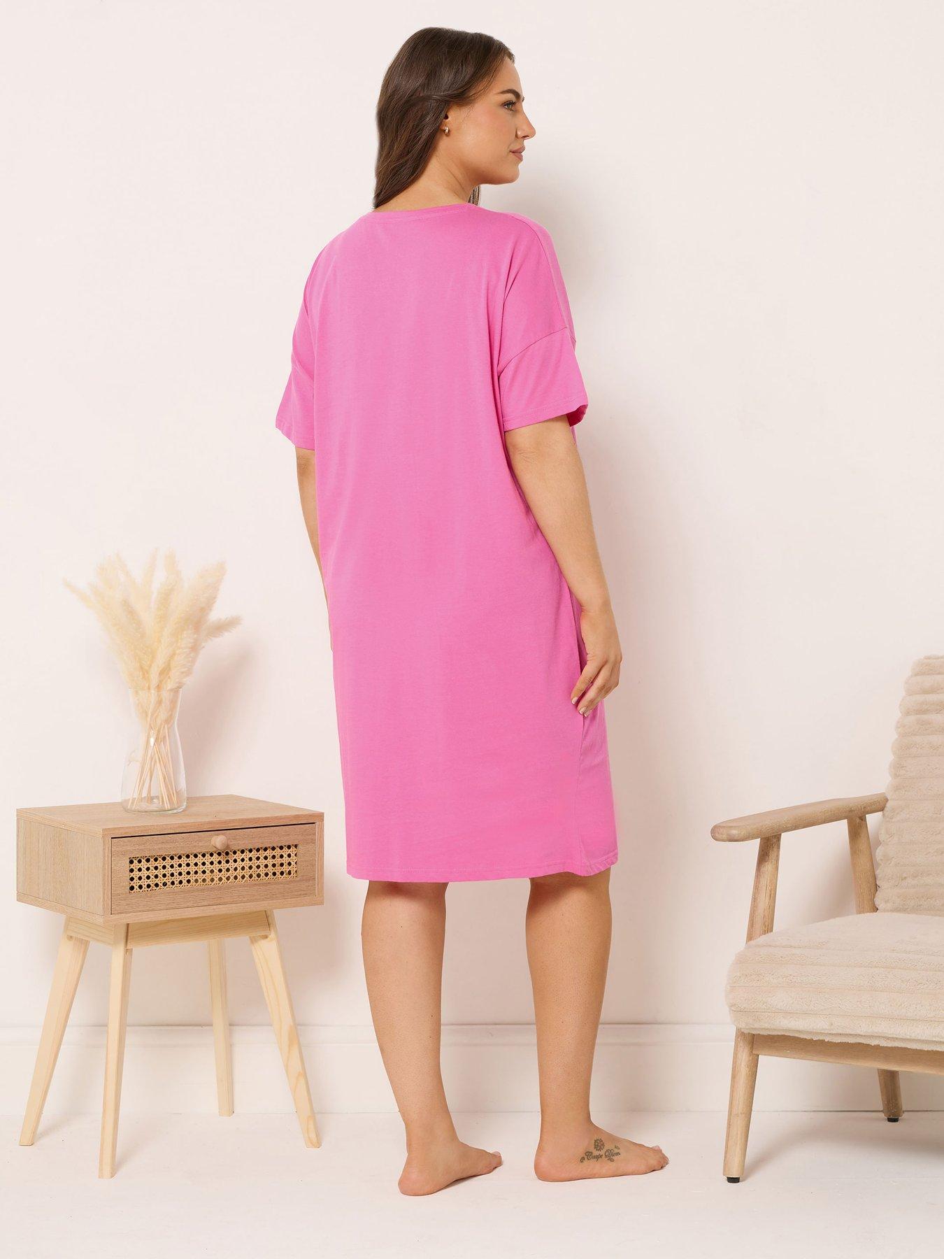 Image 2 of 4 of Yours Curve Mon Cheri Sleeptee Nightdress - Pink