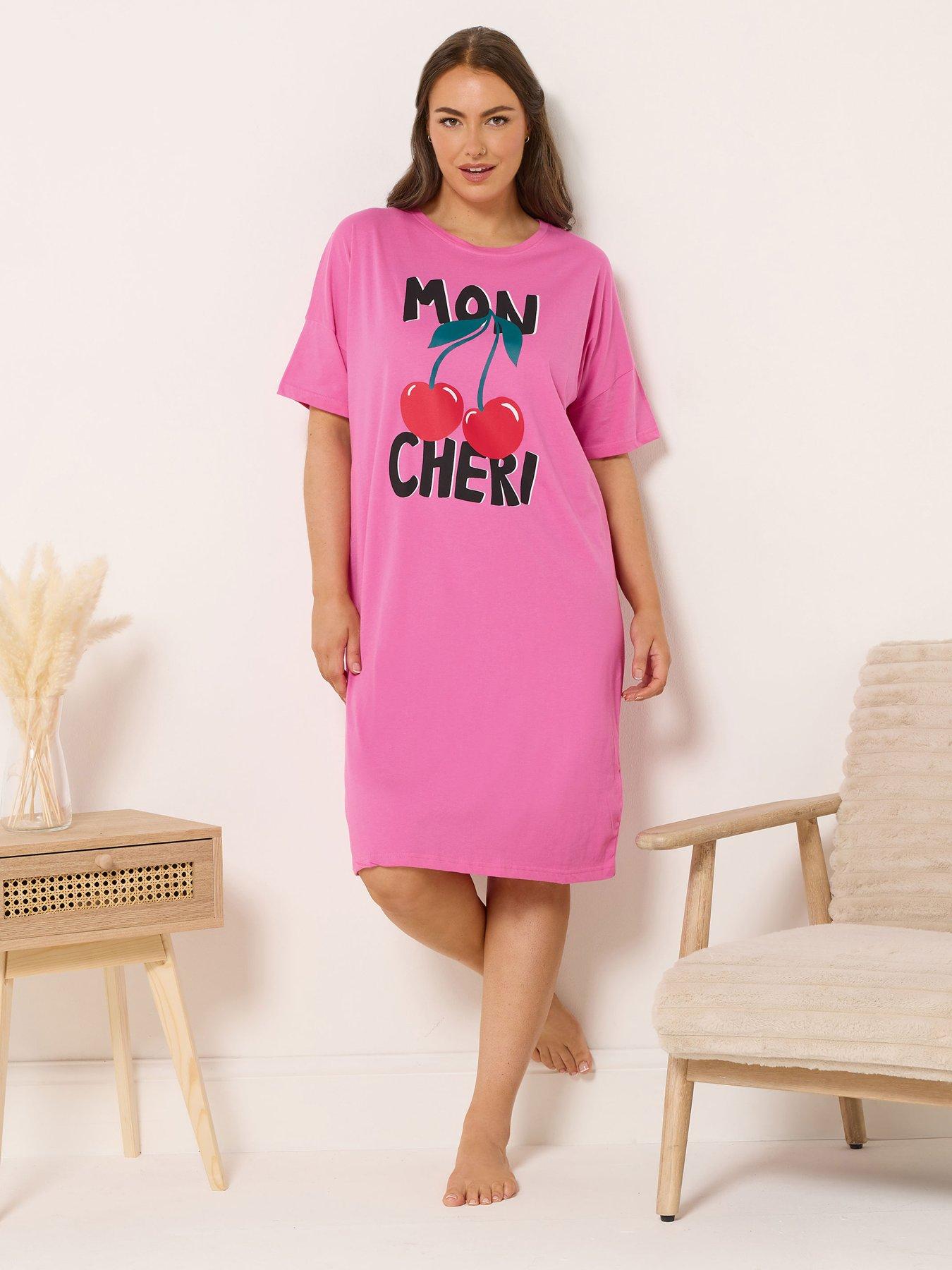 Image 3 of 4 of Yours Curve Mon Cheri Sleeptee Nightdress - Pink