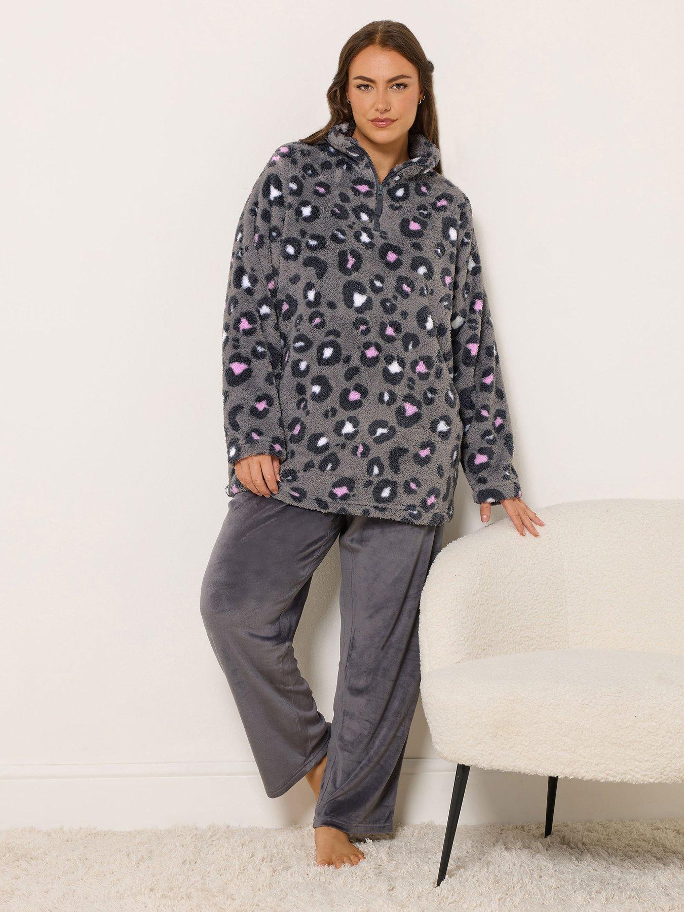 Yours Curve Animal Borg Lounge Set - Grey