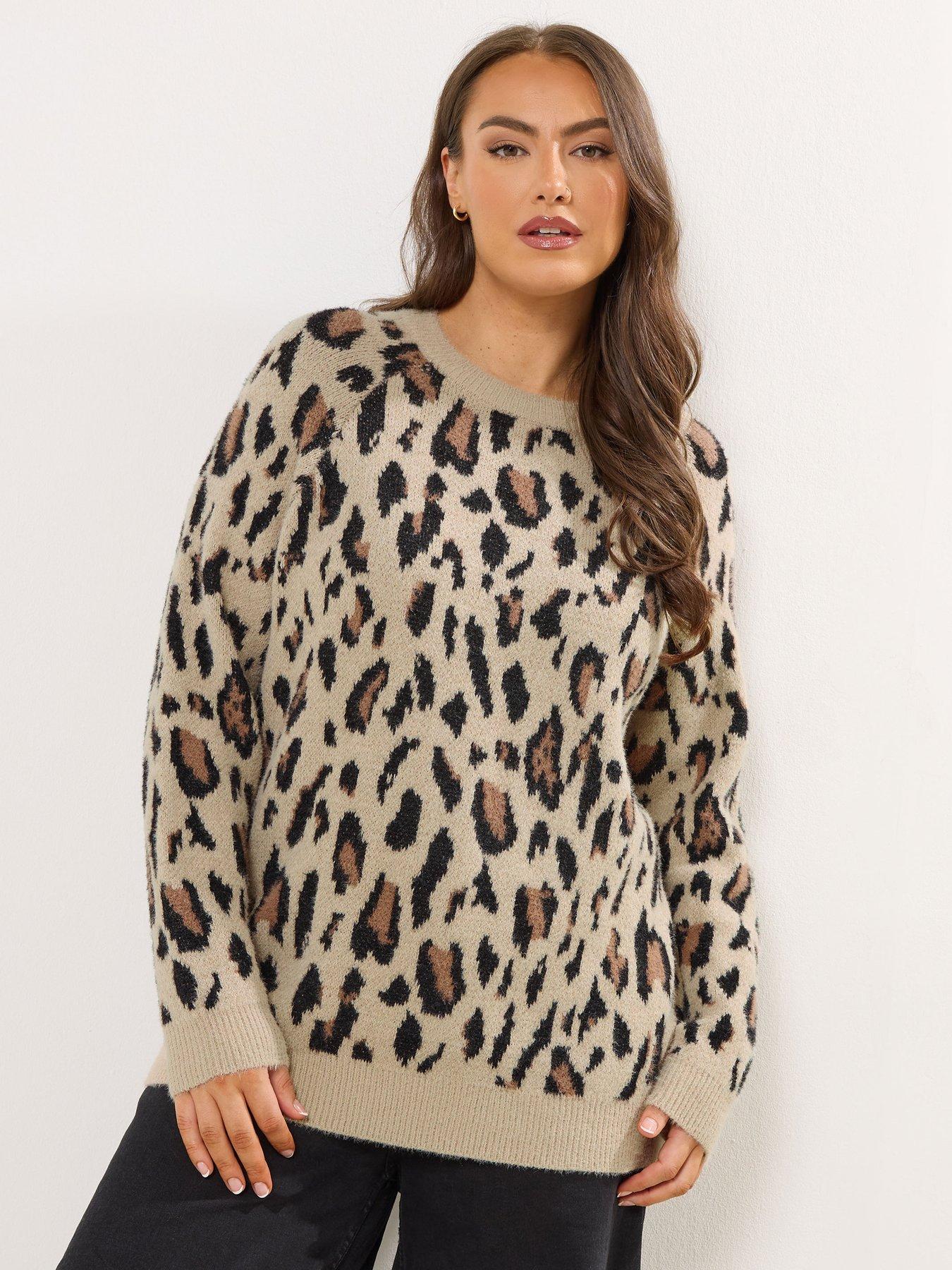 Yours Curve Feather Yarn Animal Jumper - Print