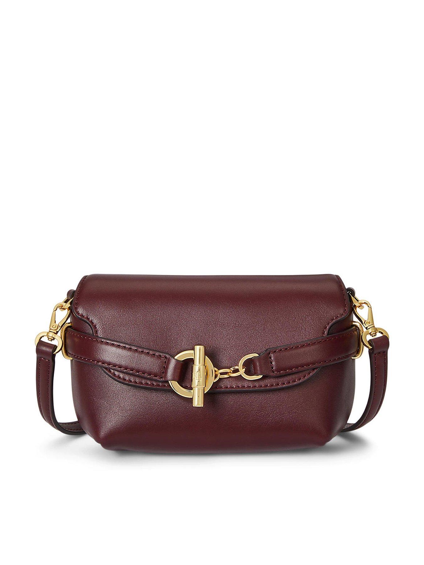 Image 1 of 3 of Lauren by Ralph Lauren Blaike Small Leather Crossbody Bag - Dark Garnet