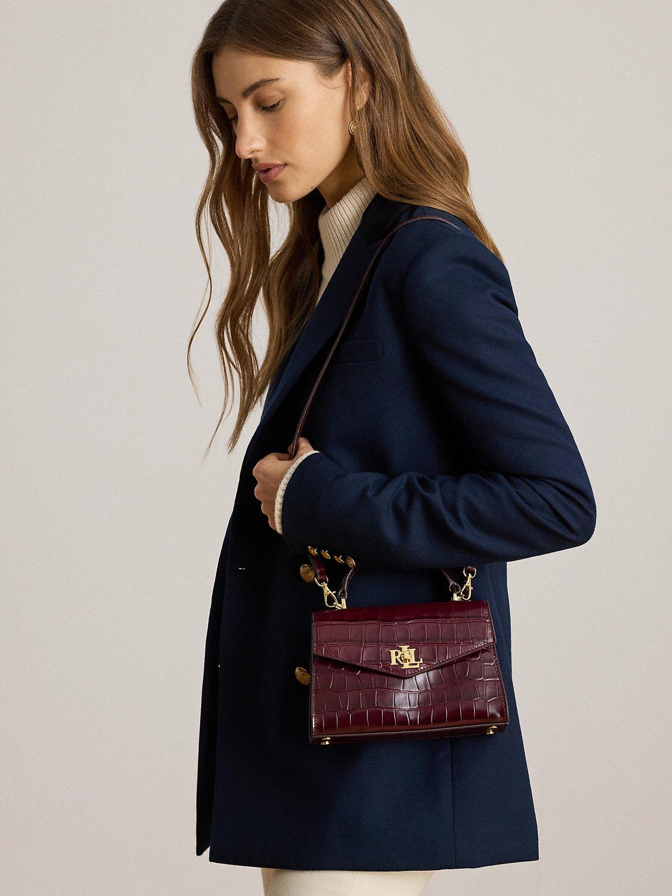 Image 2 of 5 of Lauren by Ralph Lauren Farrah Small Leather Satchel Bag - Dark Red