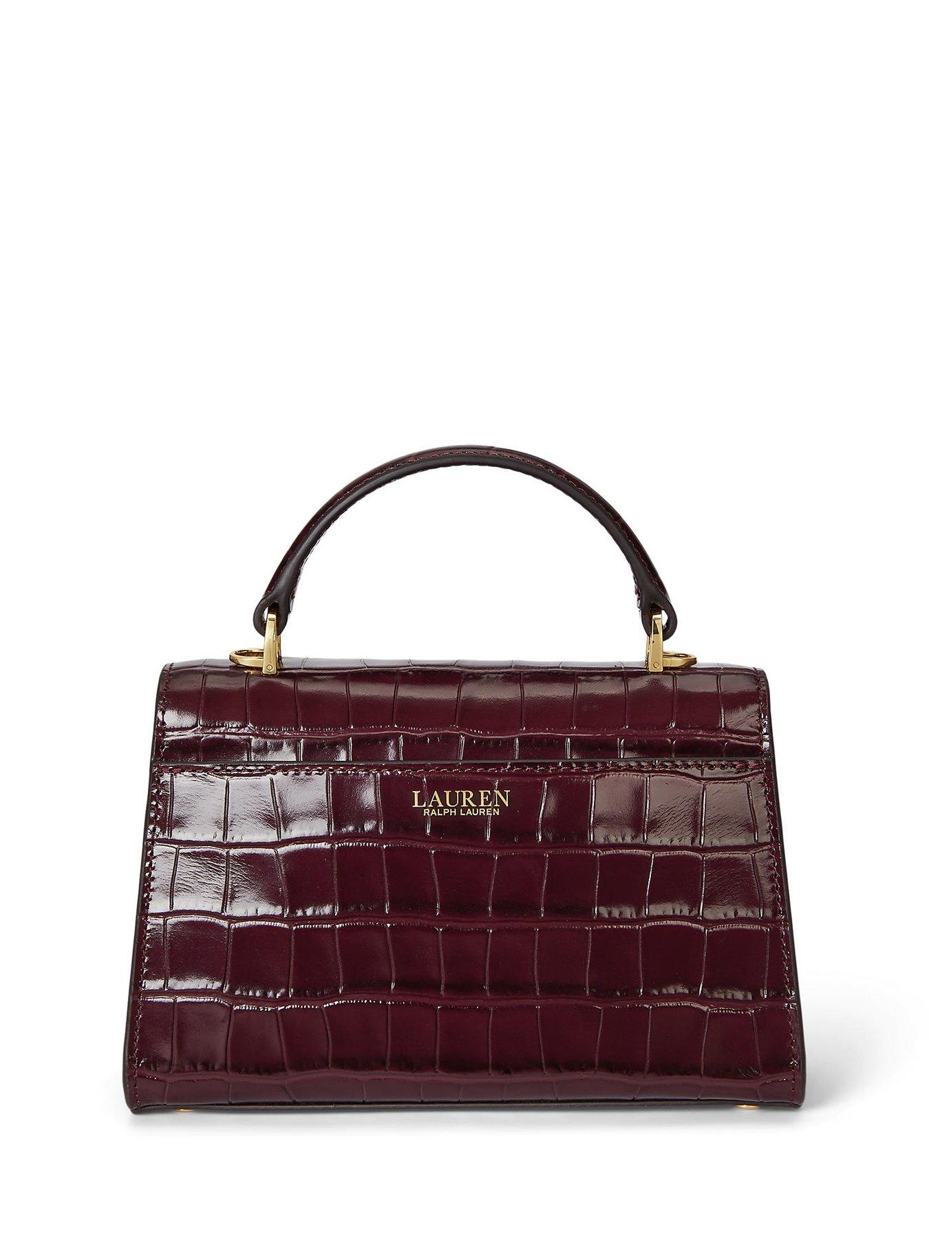 Image 3 of 5 of Lauren by Ralph Lauren Farrah Small Leather Satchel Bag - Dark Red