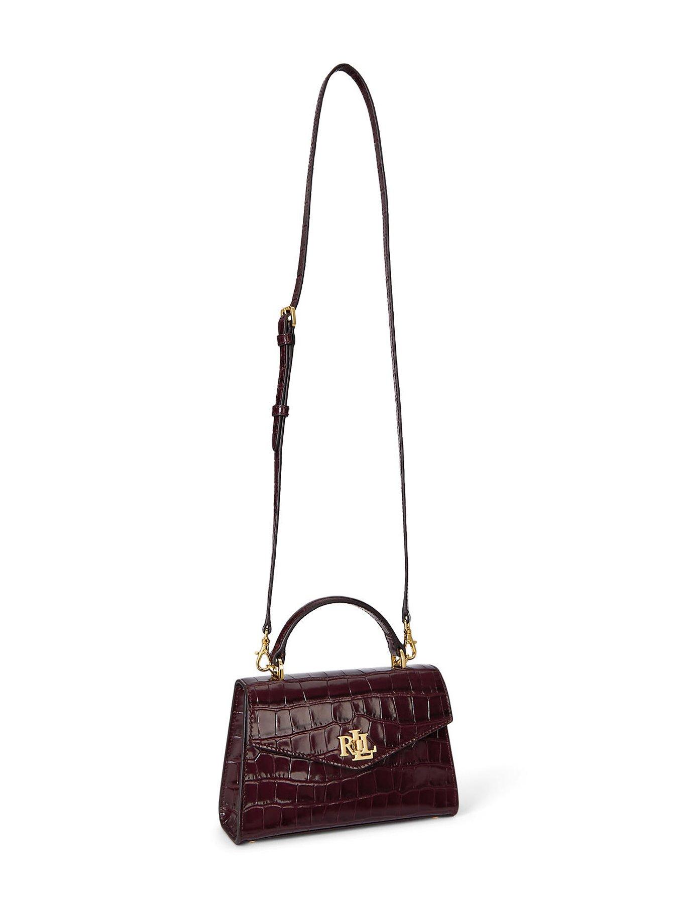 Image 4 of 5 of Lauren by Ralph Lauren Farrah Small Leather Satchel Bag - Dark Red