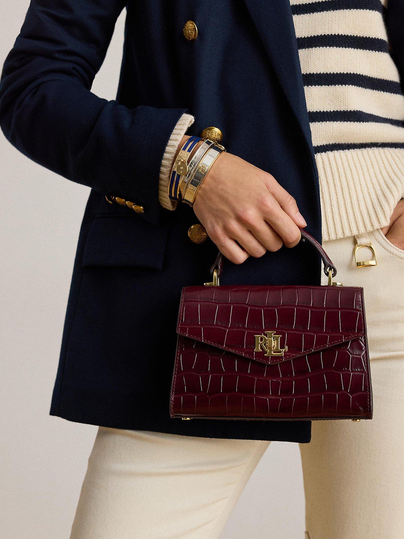 Image 5 of 5 of Lauren by Ralph Lauren Farrah Small Leather Satchel Bag - Dark Red
