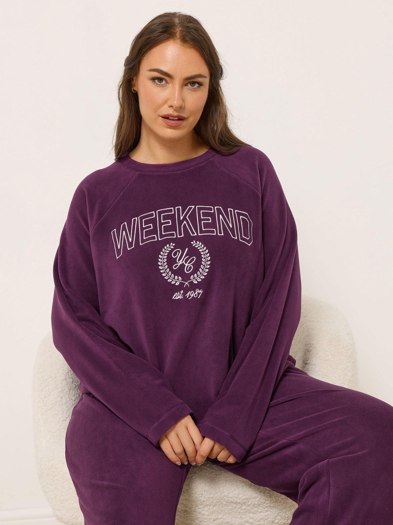 Yours Curve Weekend Fleece Top - Dark Red