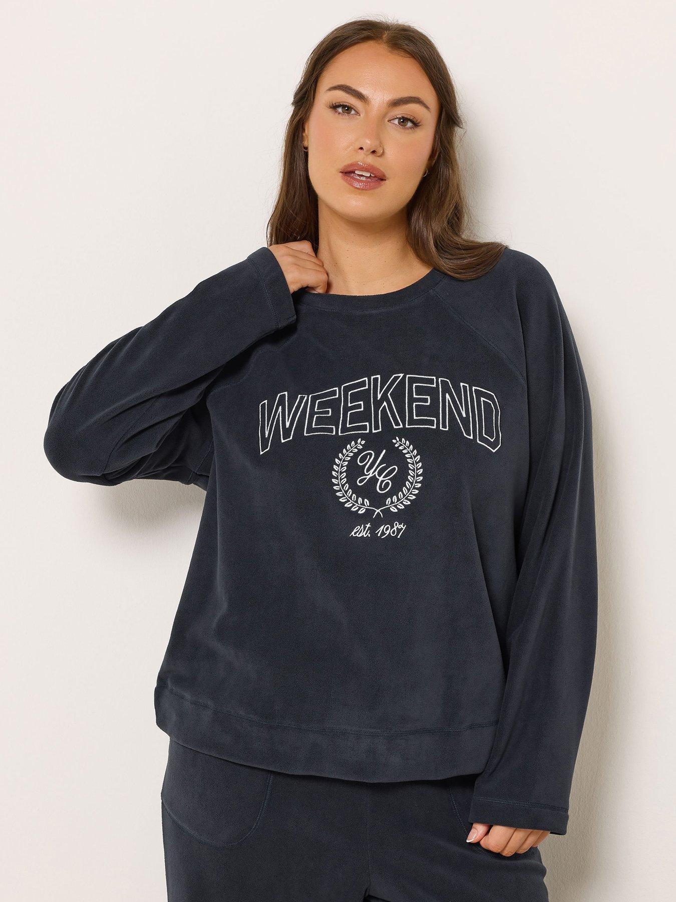 Yours Curve Weekend Fleece Top - Blue