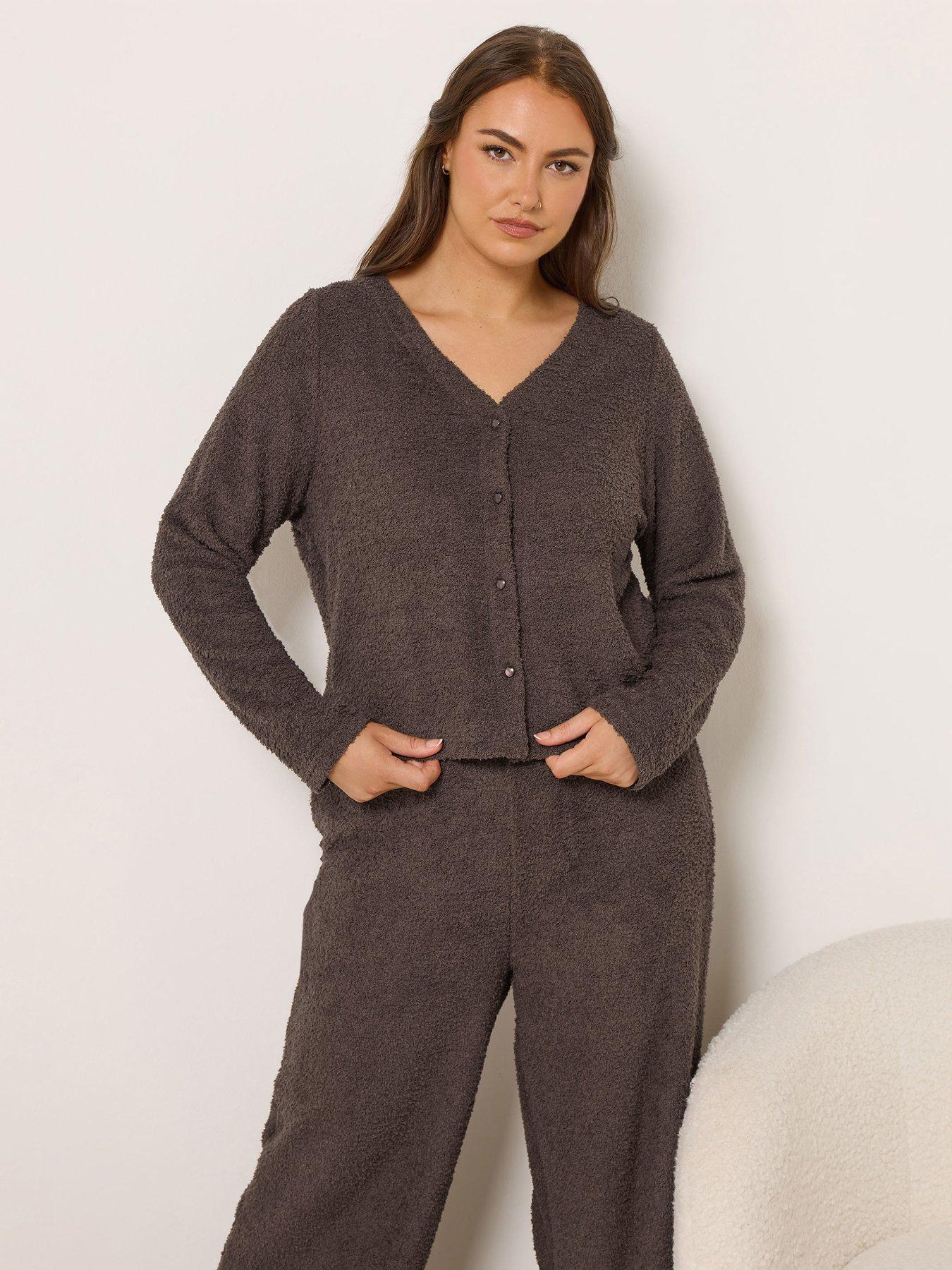 Image 1 of 4 of Yours Curve Chenille Cardigan - Brown