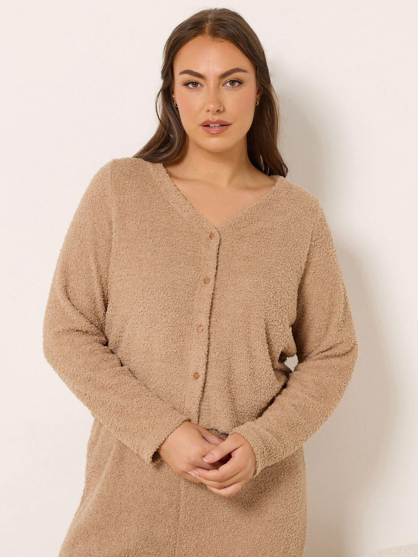 Yours Curve Chenille Cardigan - Brown