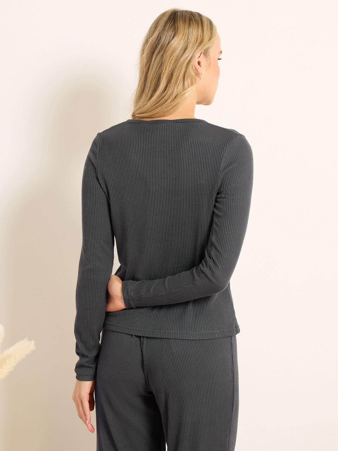 Image 2 of 6 of Long Tall Sally Tall Ribbed Cardigan - Grey