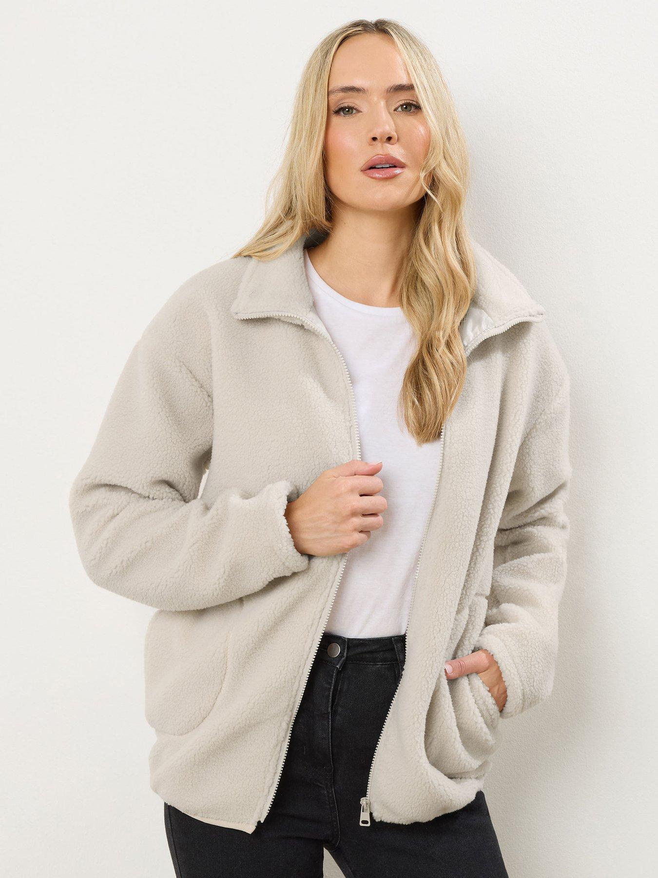 Long Tall Sally Zip Through Borg Jacket - Ivory