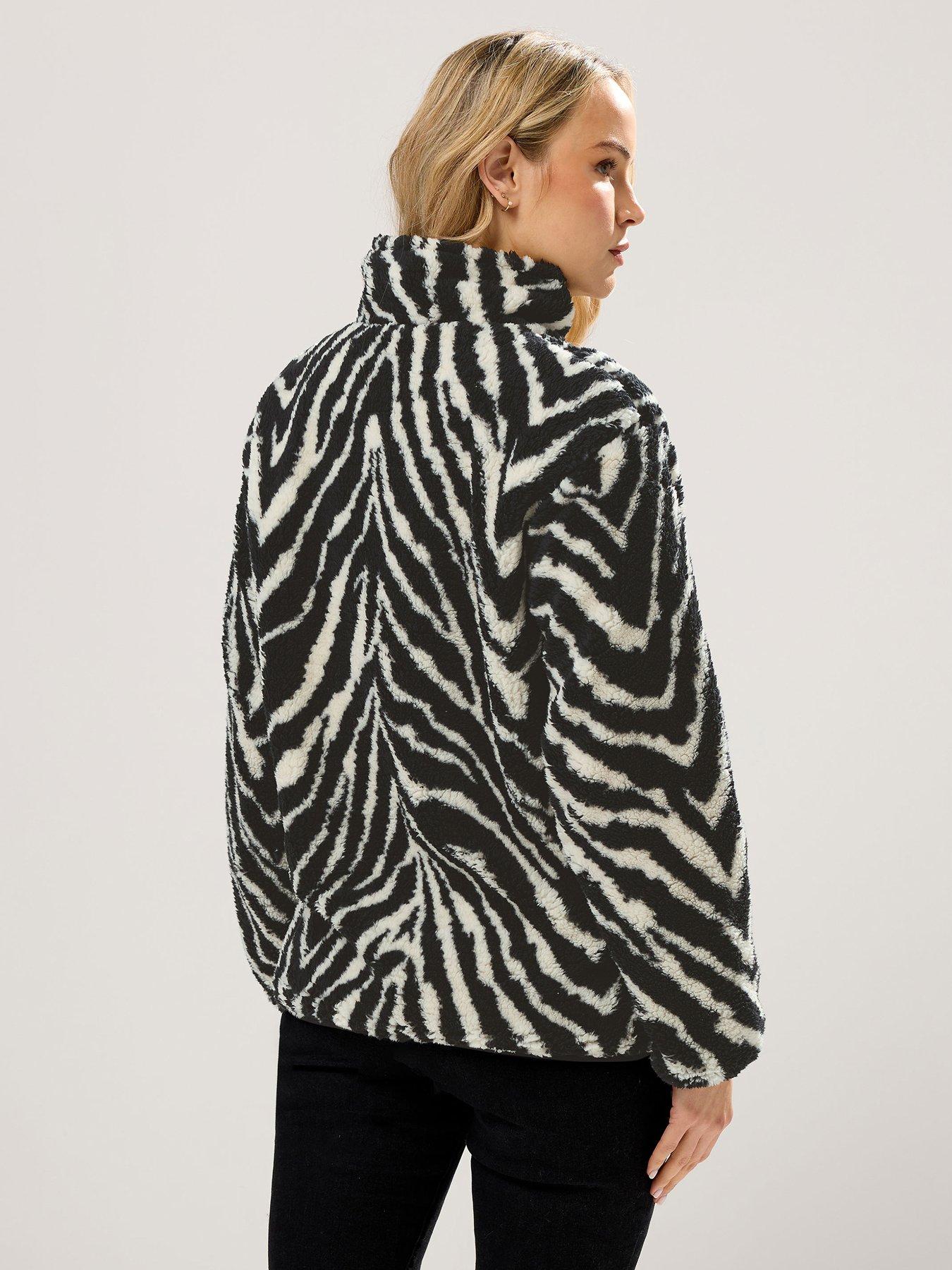 Long Tall Sally Zebra Print Half Zip Fleece Black Very 