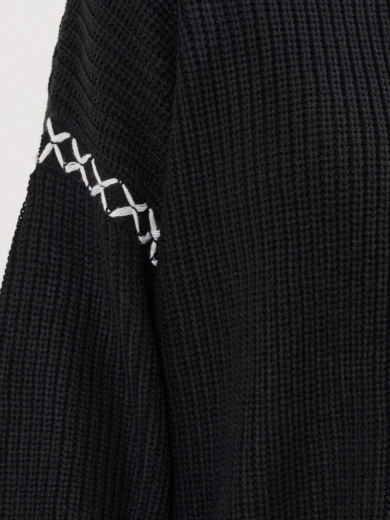 Image 4 of 4 of Yours Curve Blanket Stitch Jumper - Black