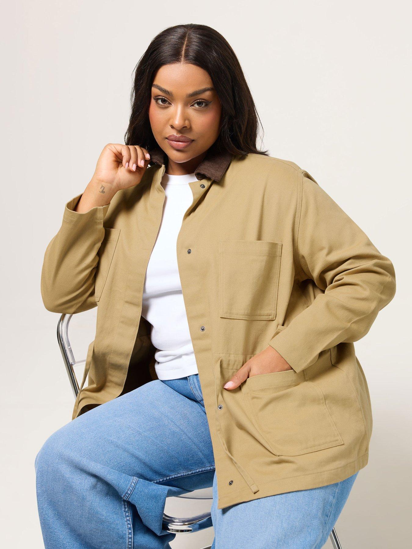 Yours Curve Carpenter Cord Collar Jacket