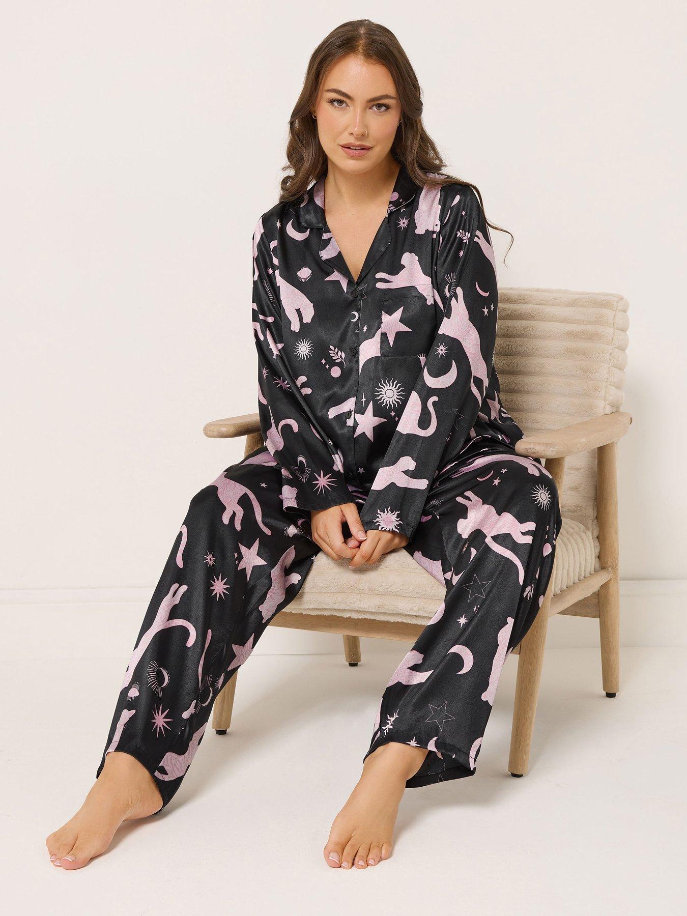 Yours Curve Conversational Satin Pj Set