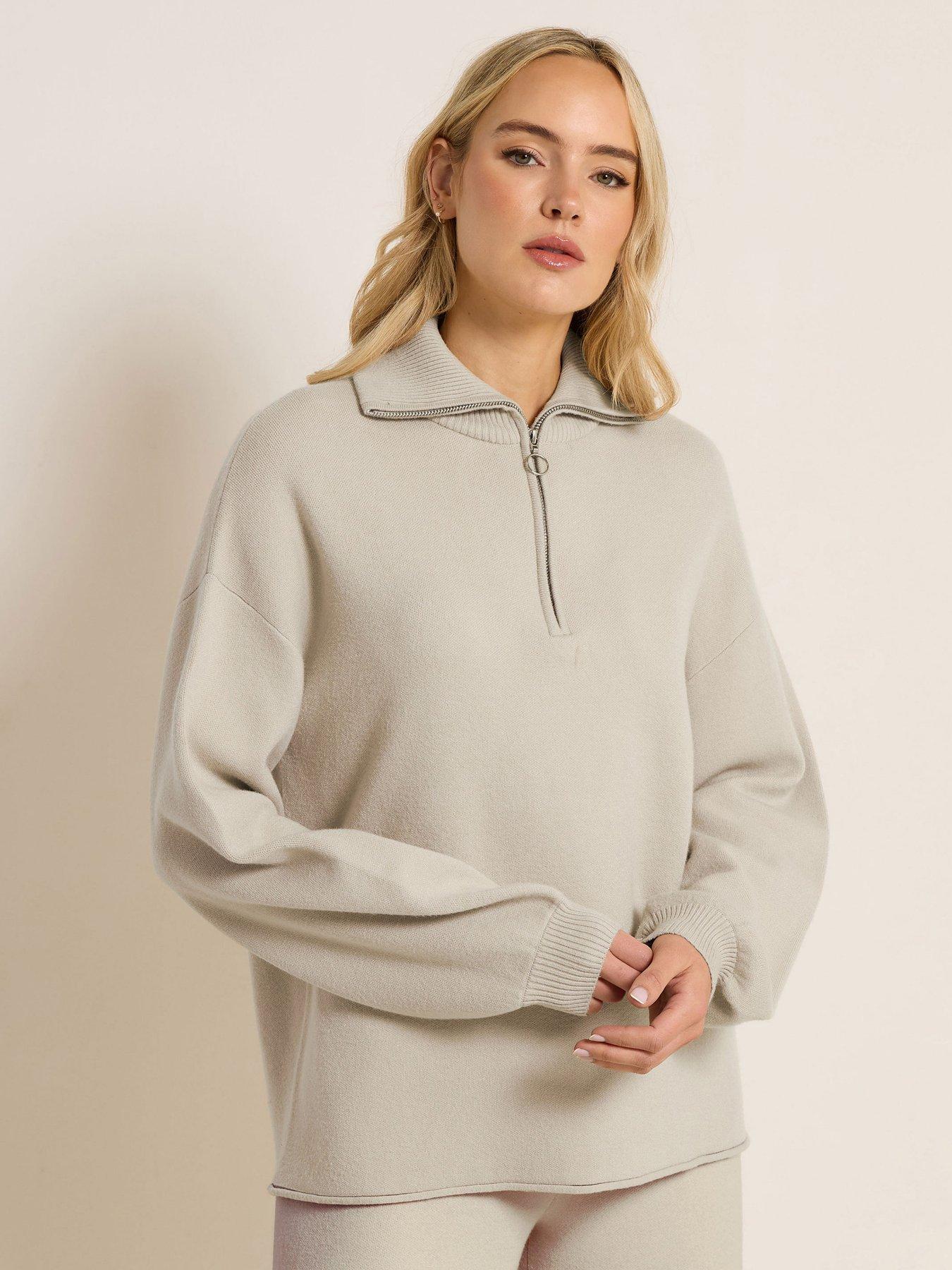 Long Tall Sally Premium Half Zip Jumper - Natural