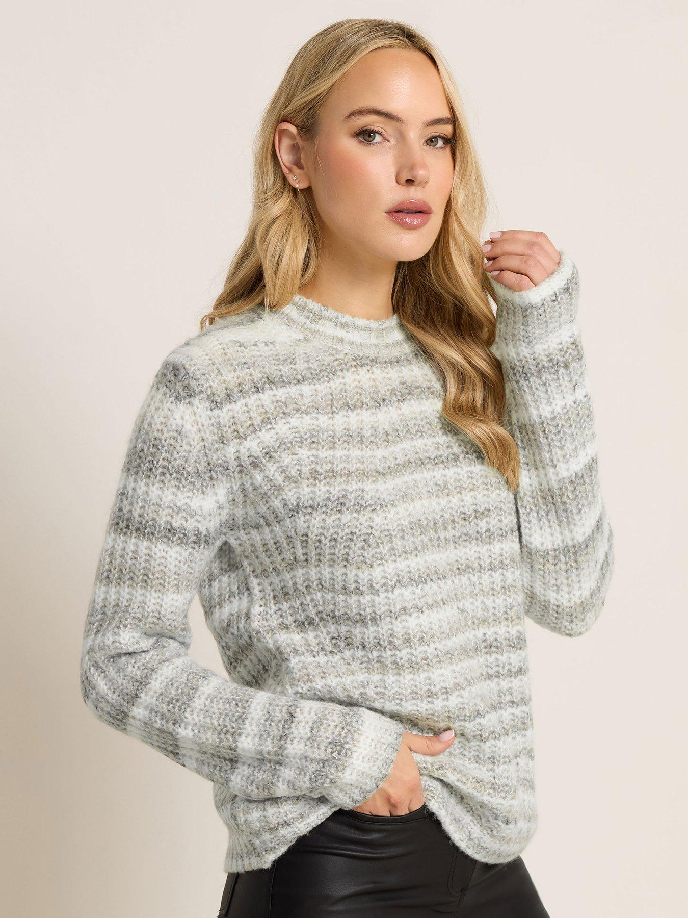 Long Tall Sally Stripe Knitted Jumper - Grey