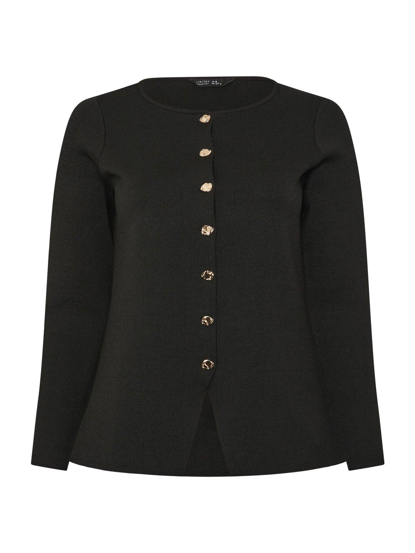 Image 5 of 5 of Yours Curve Long Sleeve Button Knit Top - Black