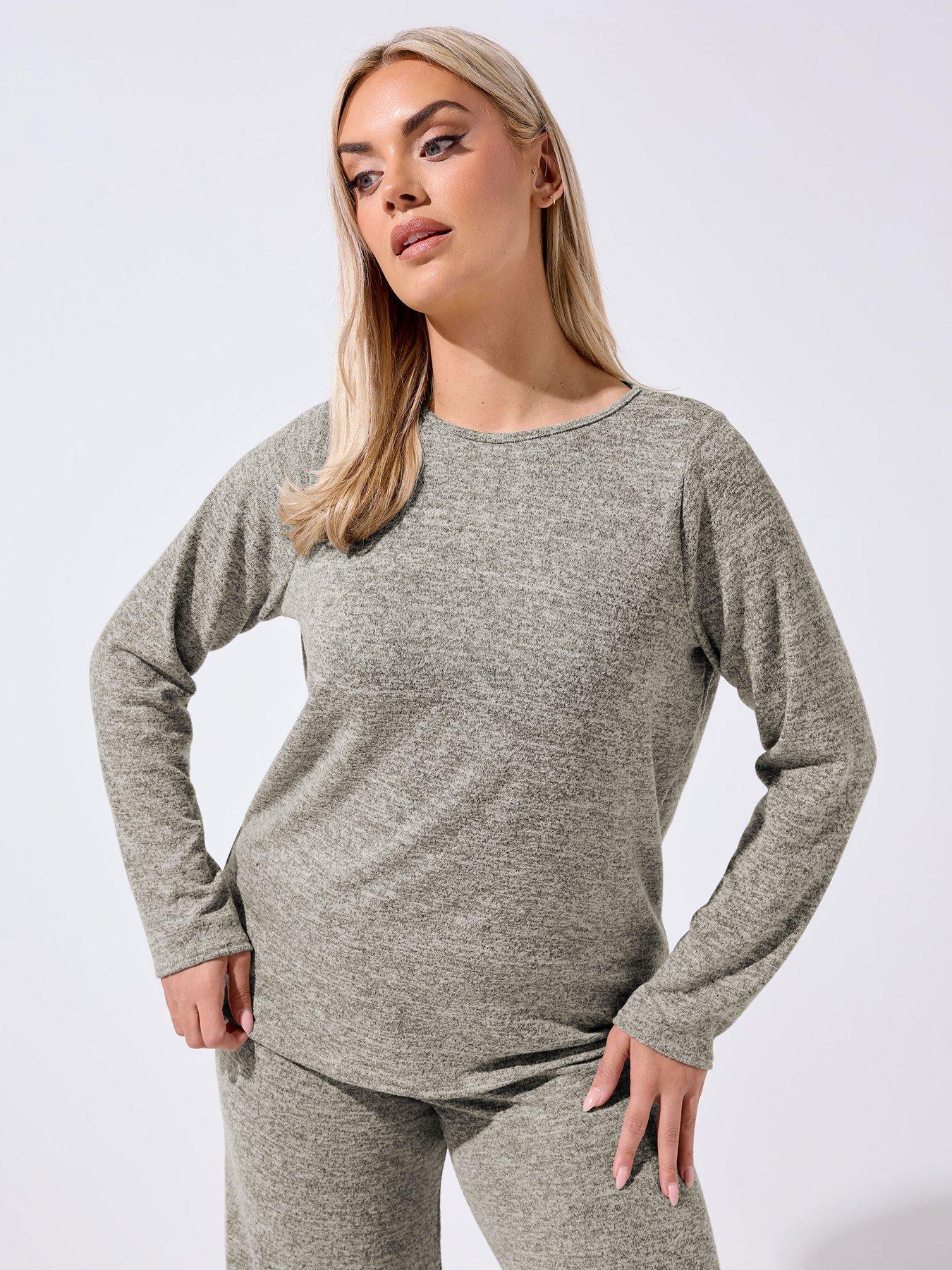 Yours Curve Long Sleeve Lounge Top - Grey