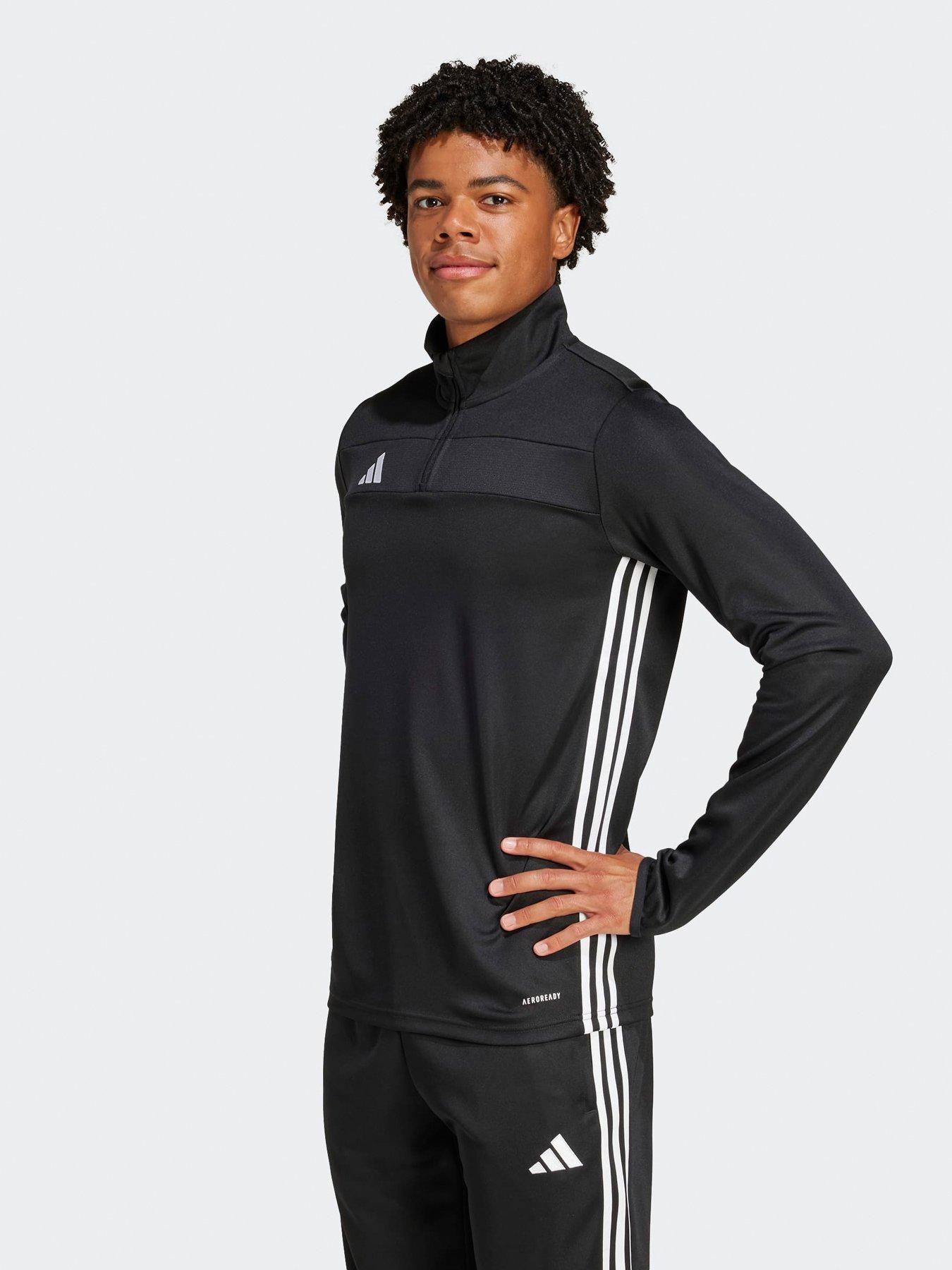 adidas Mens Tiro Football 1/4 Zip Tracksuit Top, Black/White, Size M, Men