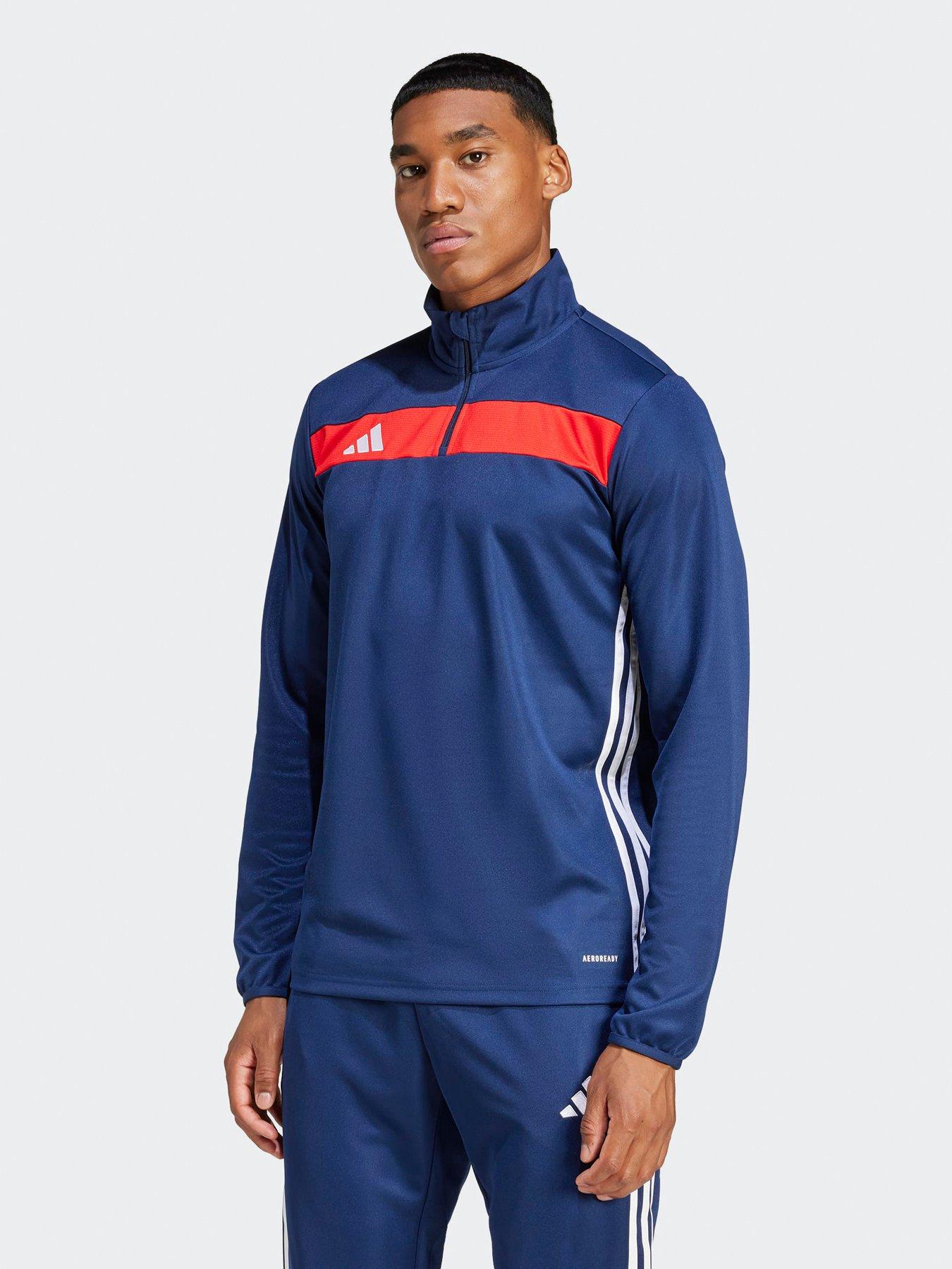 adidas Mens Tiro Football 1/4 Zip Tracksuit Top, Navblu/Red, Size M, Men