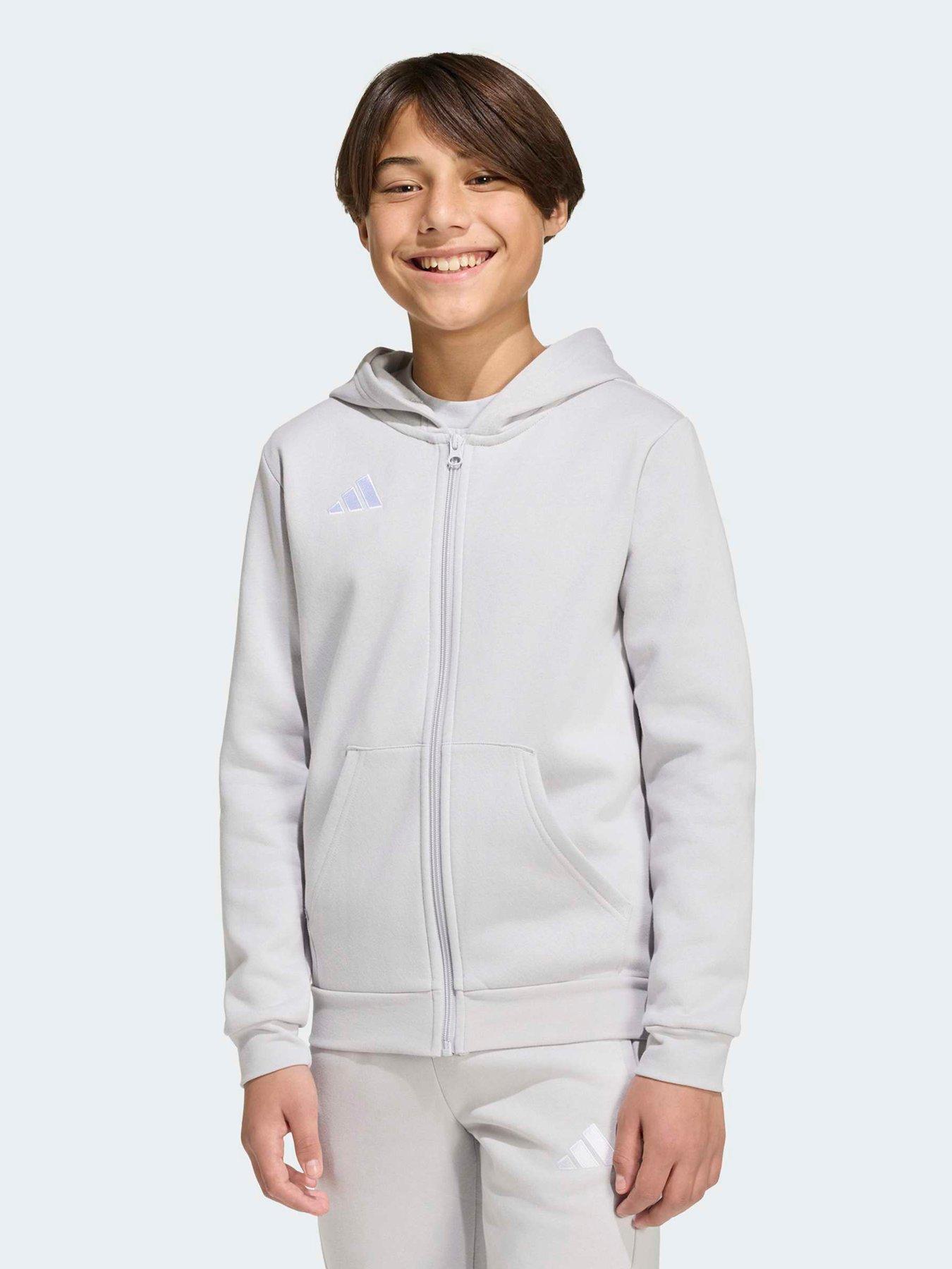 Adidas Junior Football Entrada 26 Full Zip Hoody - Grey