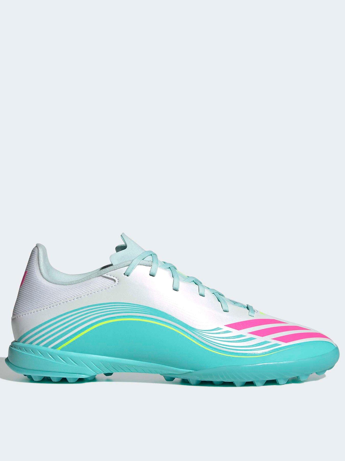 adidas Mens F50 Messi League Astro Turf Football Boots - Cloud White / Lucid Pink / Flash Aqua