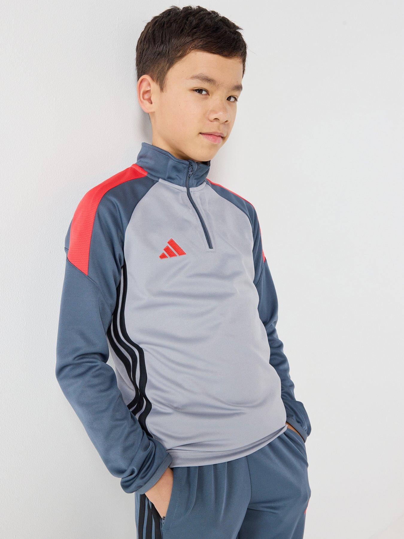 Image 1 of 7 of adidas Junior Tiro Football 1/4 Zip Top - Grey