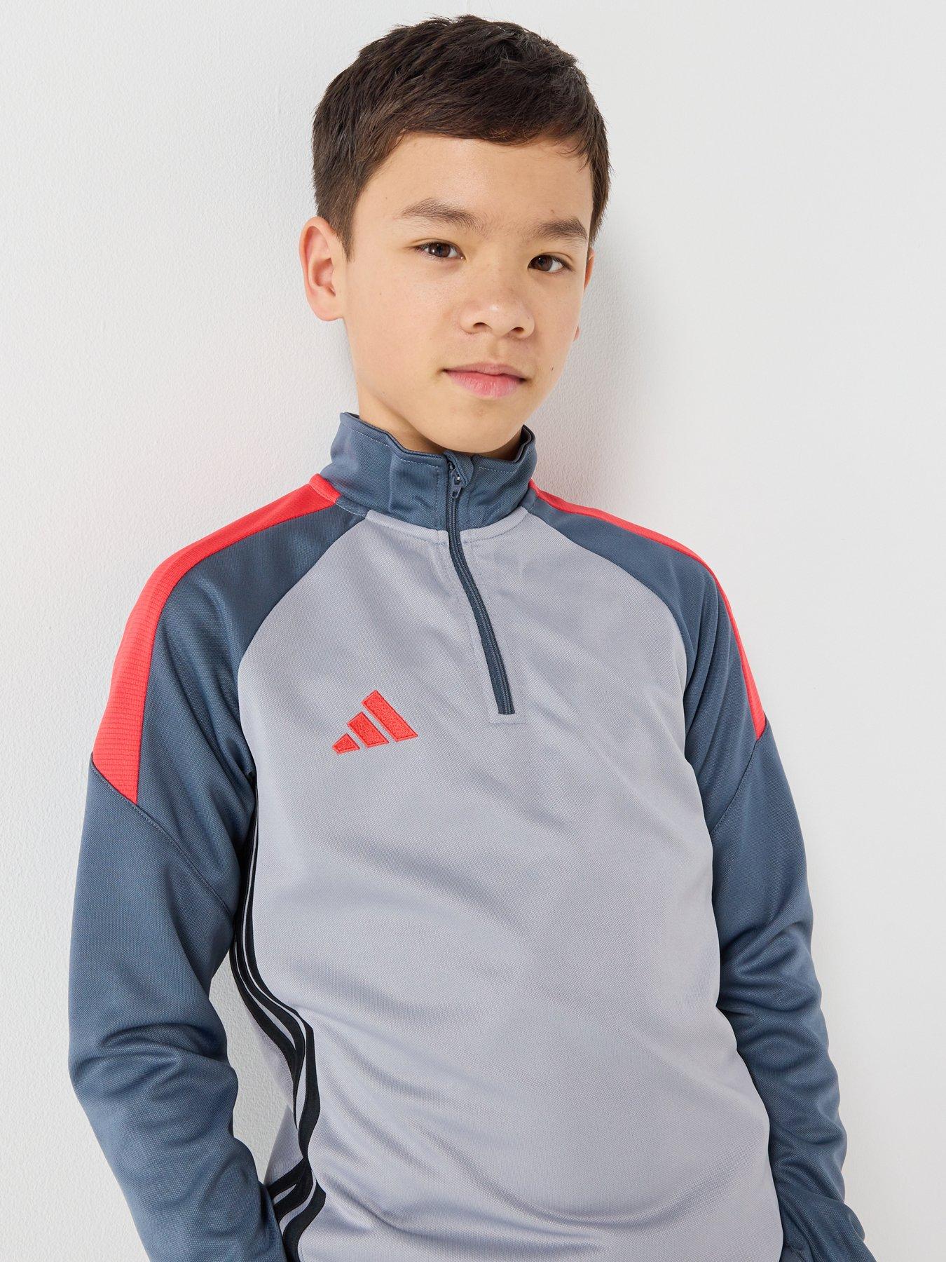 Image 4 of 7 of adidas Junior Tiro Football 1/4 Zip Top - Grey