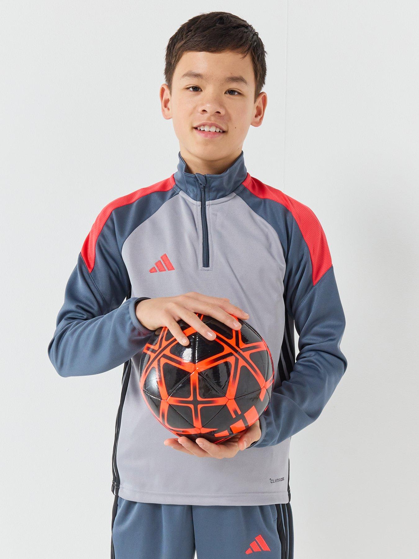 Image 6 of 7 of adidas Junior Tiro Football 1/4 Zip Top - Grey