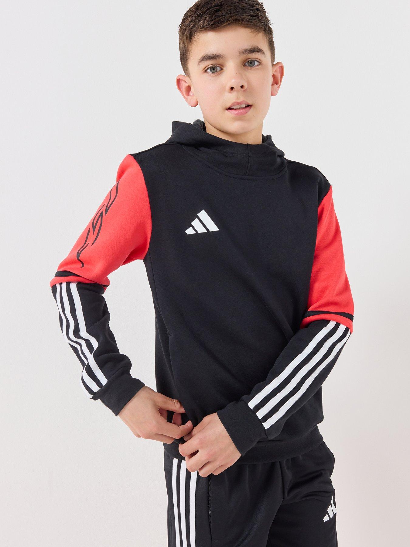 adidas Junior Squadra F50 Football Hooded Track Top, Black/Selure/White, Size 7-8 Years
