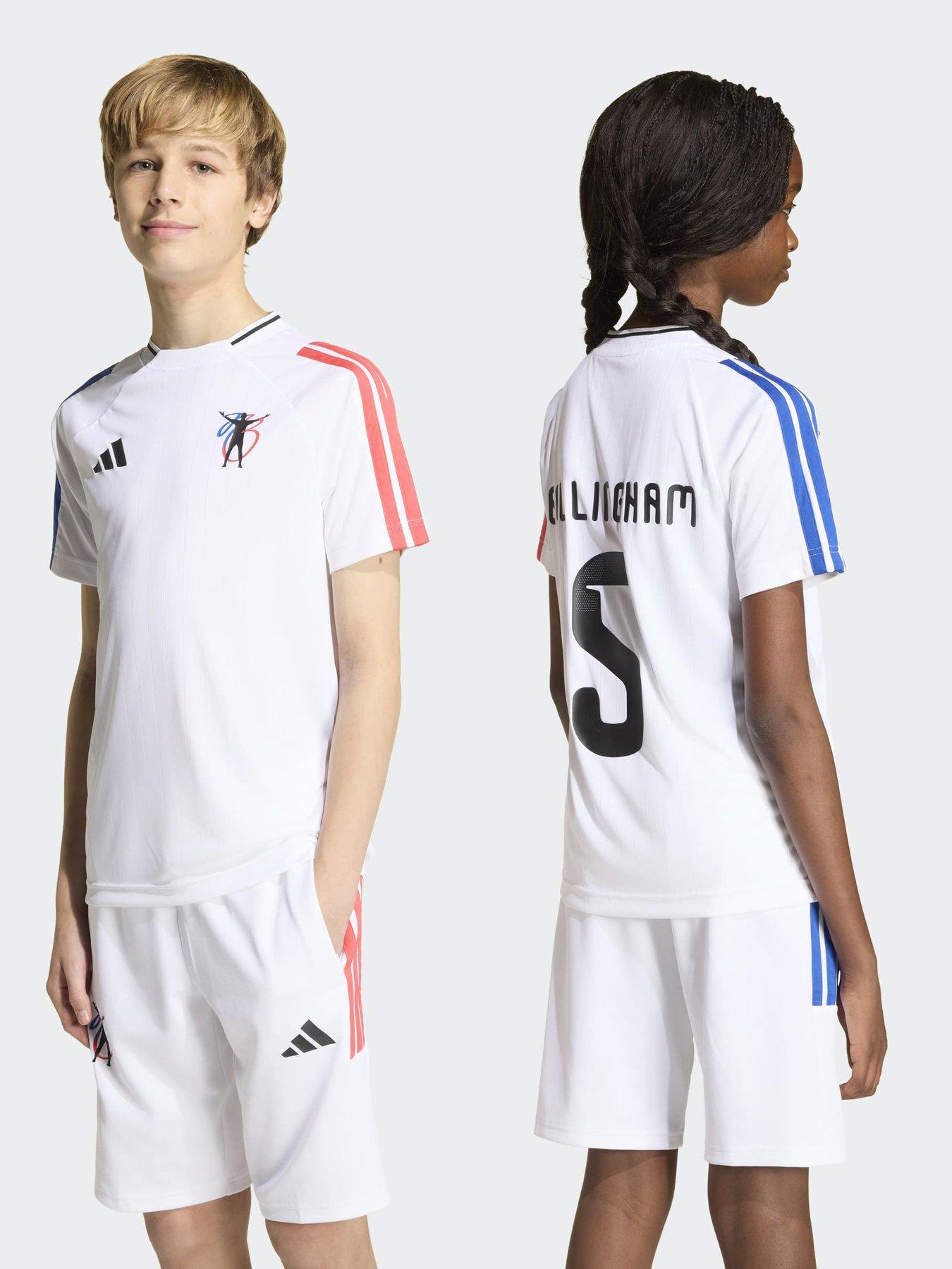 adidas Junior Jude Bellingham Short Sleeve Football Shirt, White, Size 15-16 Years