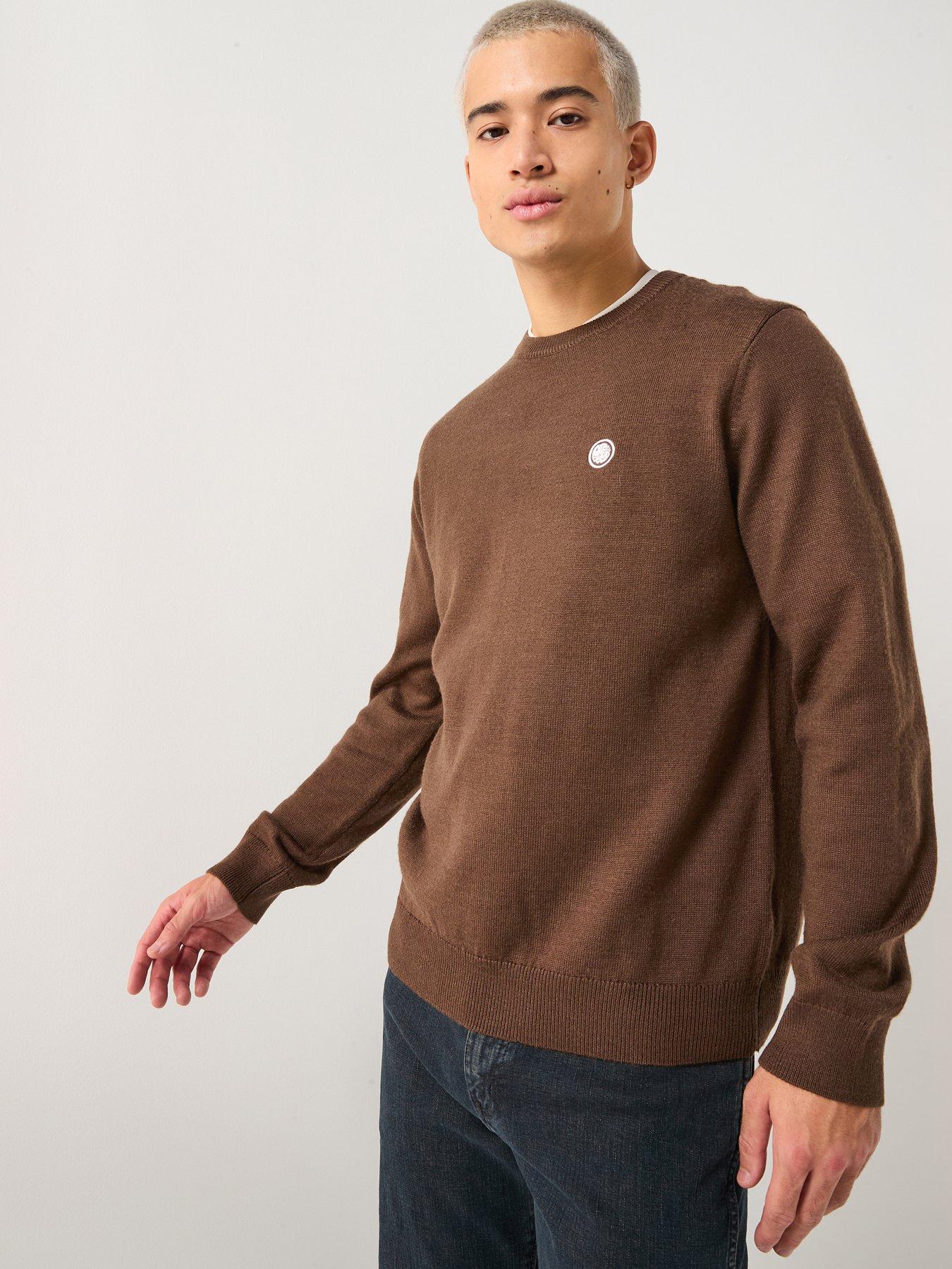 Pretty Green Tipped Crew Knitted Jumper - Brown