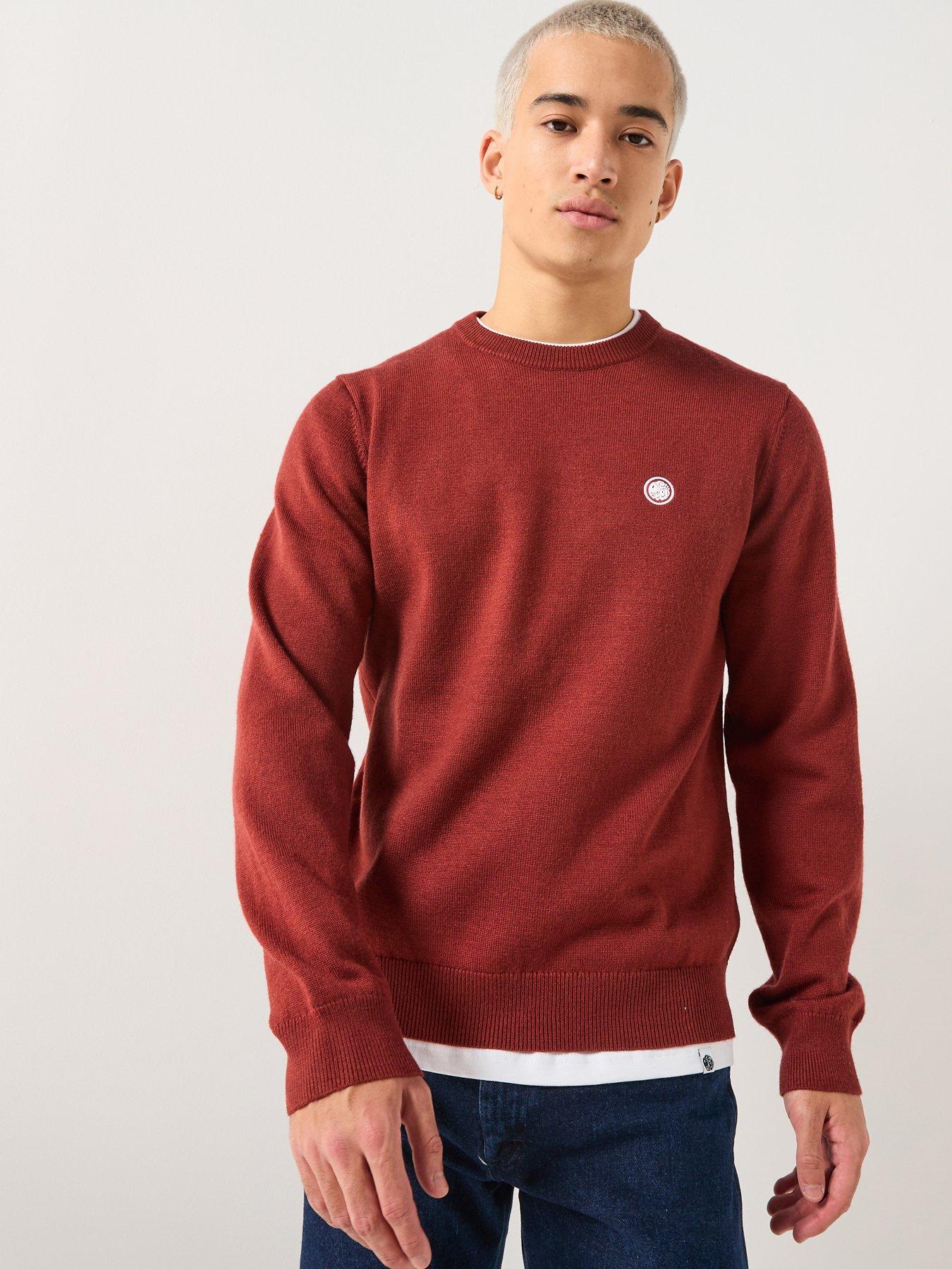 Pretty Green Tipped Crew Knitted Jumper - Red