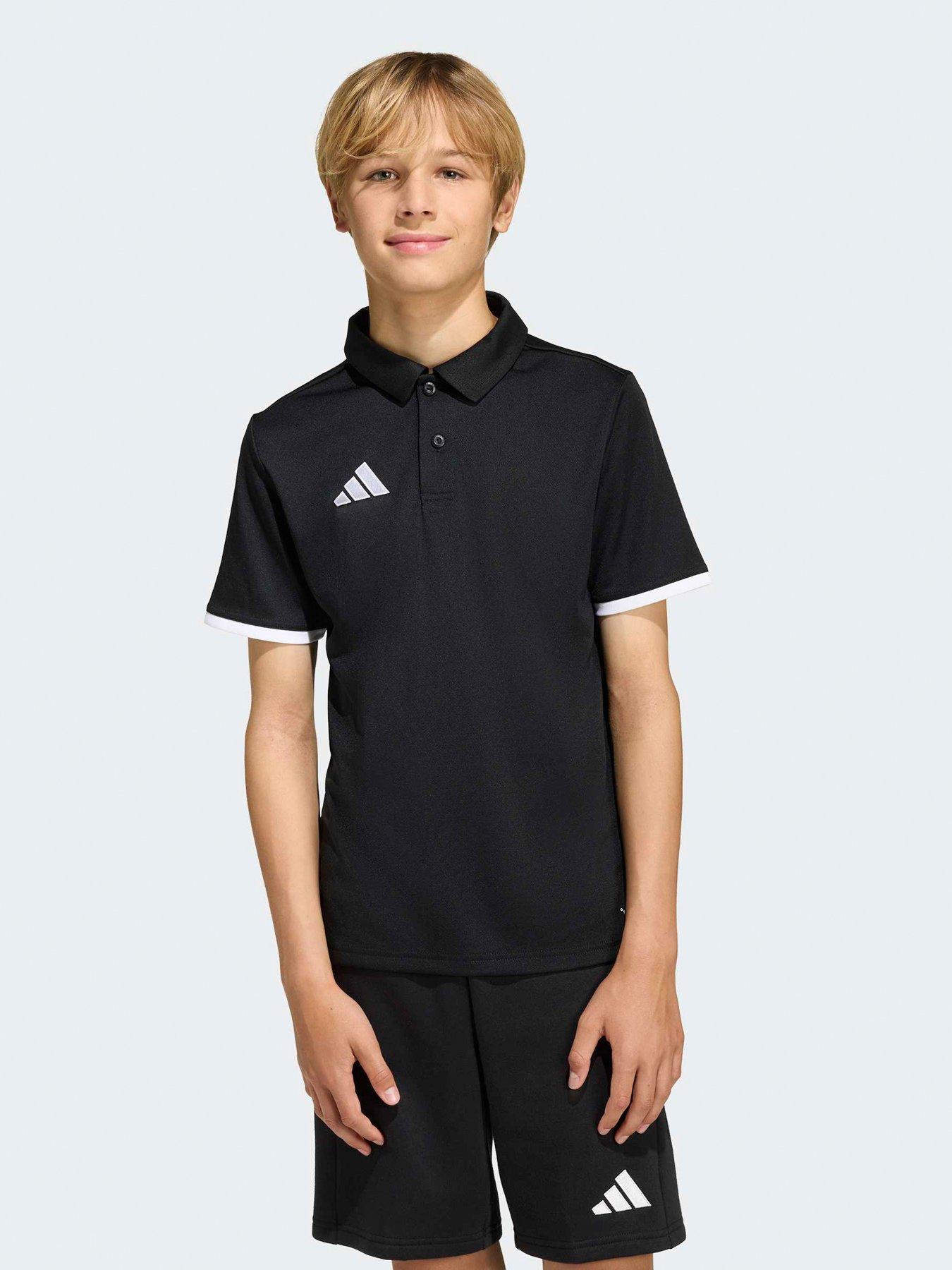Adidas Junior Entrada 26 Football Short Sleeve Polo Shirt - Black
