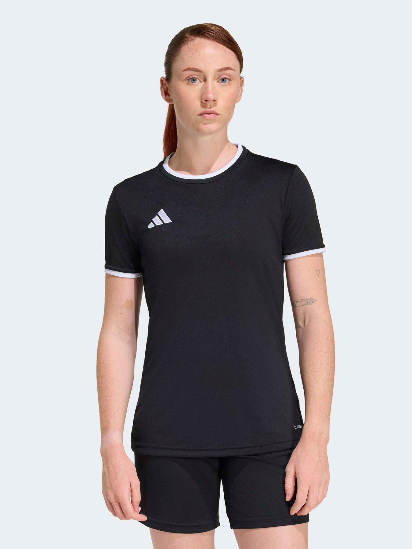 adidas Womens Entrada 26 Football Training Jersey T-Shirt, Black/White, Size 2Xl, Women