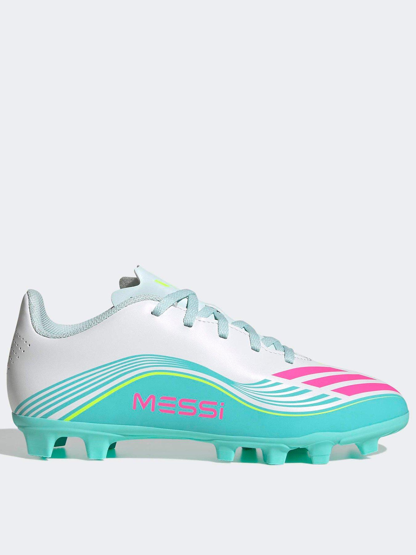 Image 1 of 6 of adidas Junior F50 Messi Club Firm Ground Football Boots - White