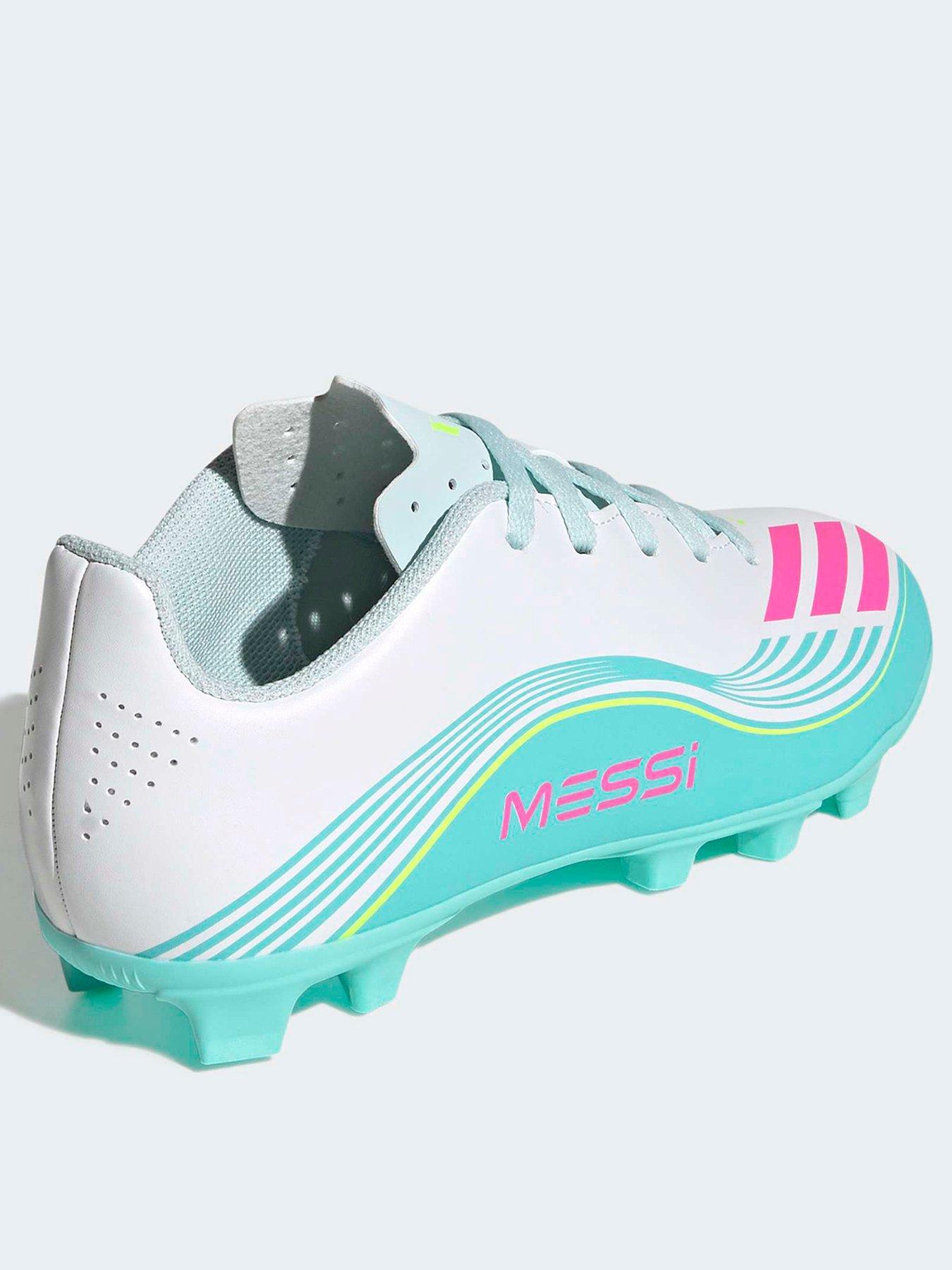 Image 3 of 6 of adidas Junior F50 Messi Club Firm Ground Football Boots - White