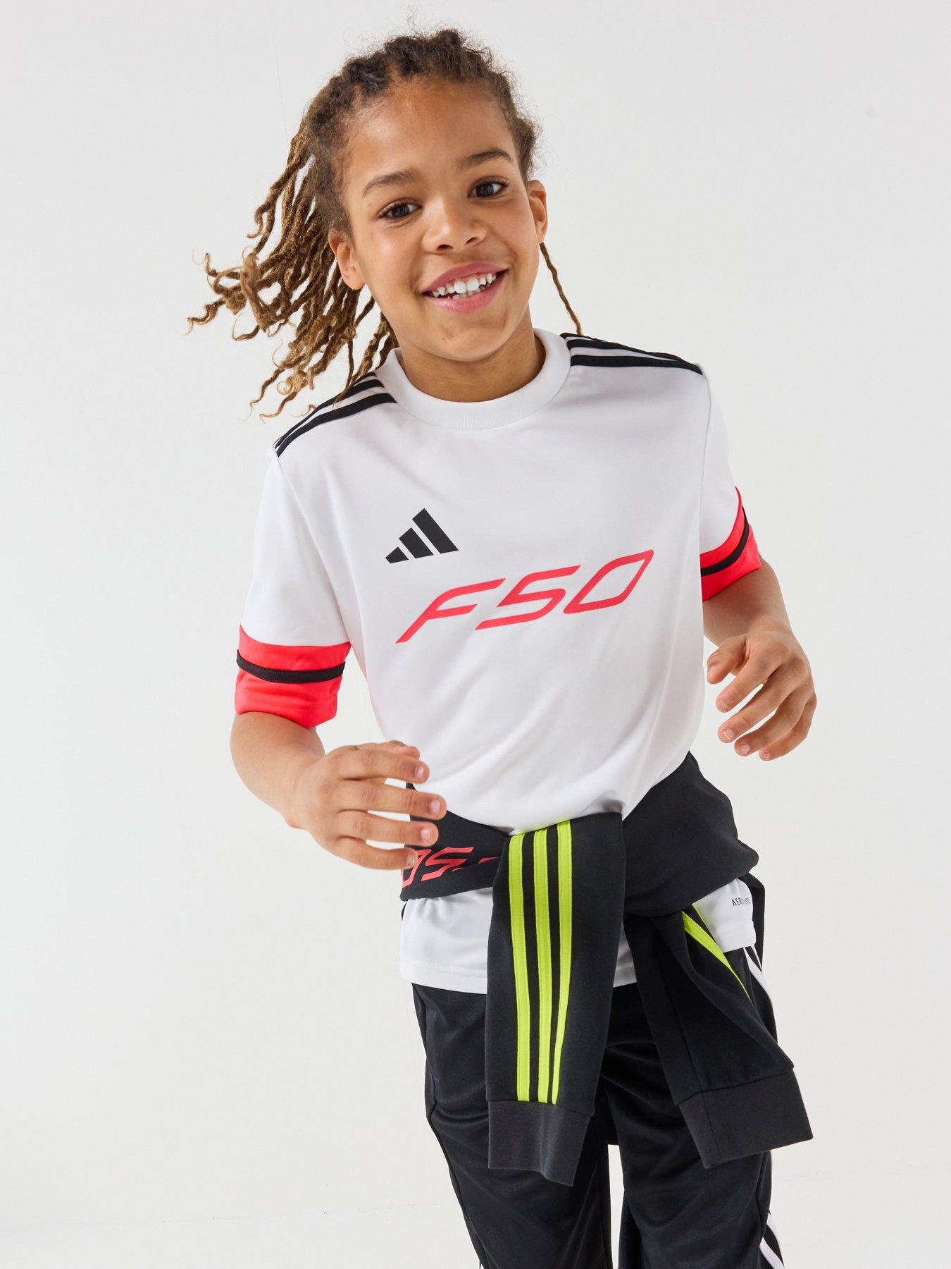 adidas Junior F50 Squadra Football Training Jersey, White/Lucred/Black, Size 15-16 Years