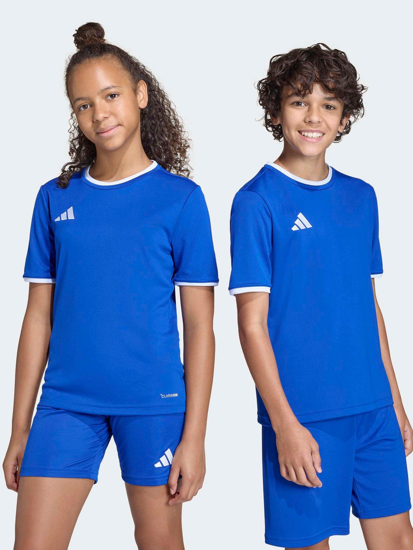 adidas Junior Entrada 26 Football Training T-Shirt, Royblu/White, Size 5-6 Years