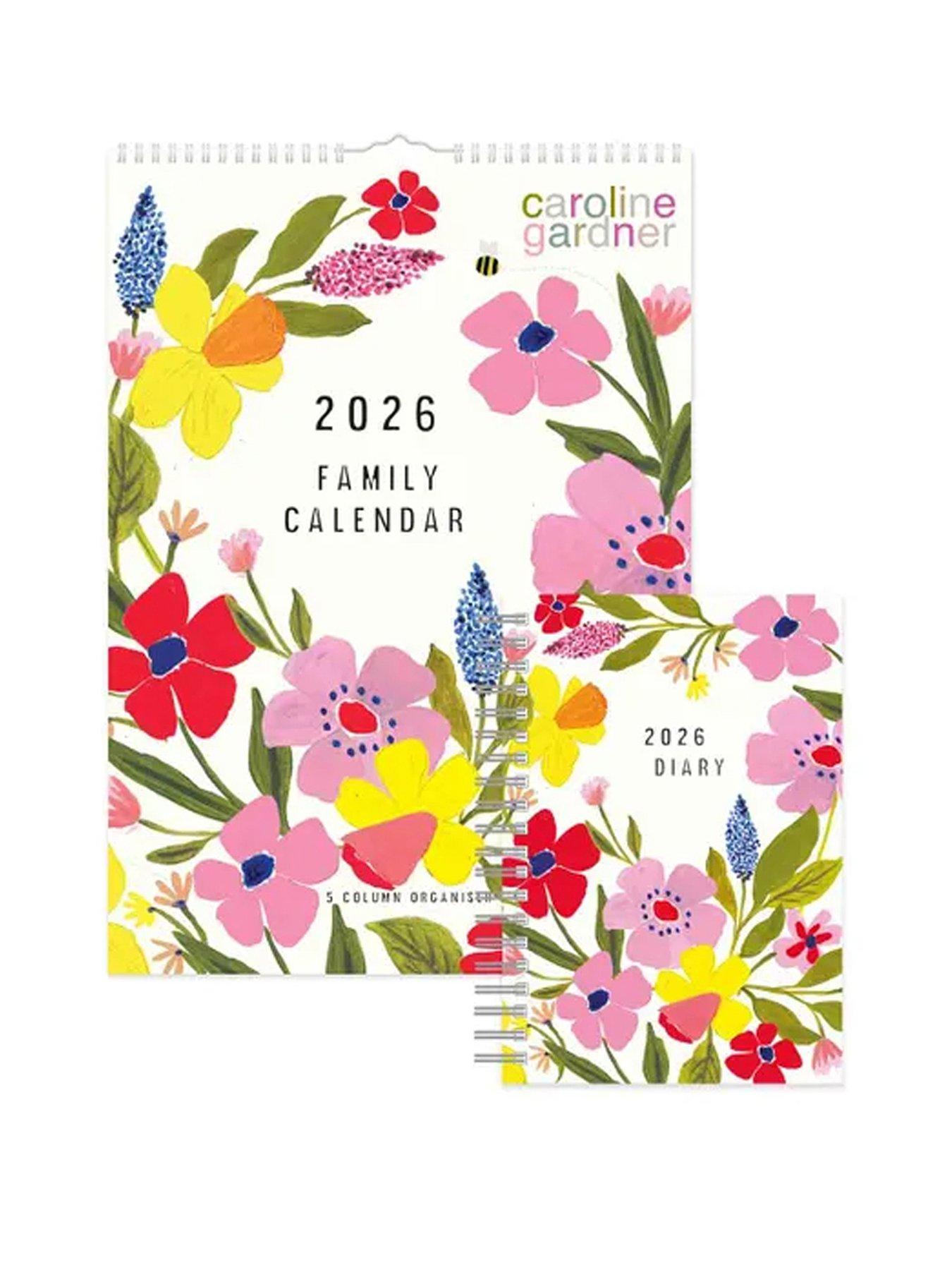 Caroline Gardner A3 Family Wall Calendar + A5 Wiro Diary