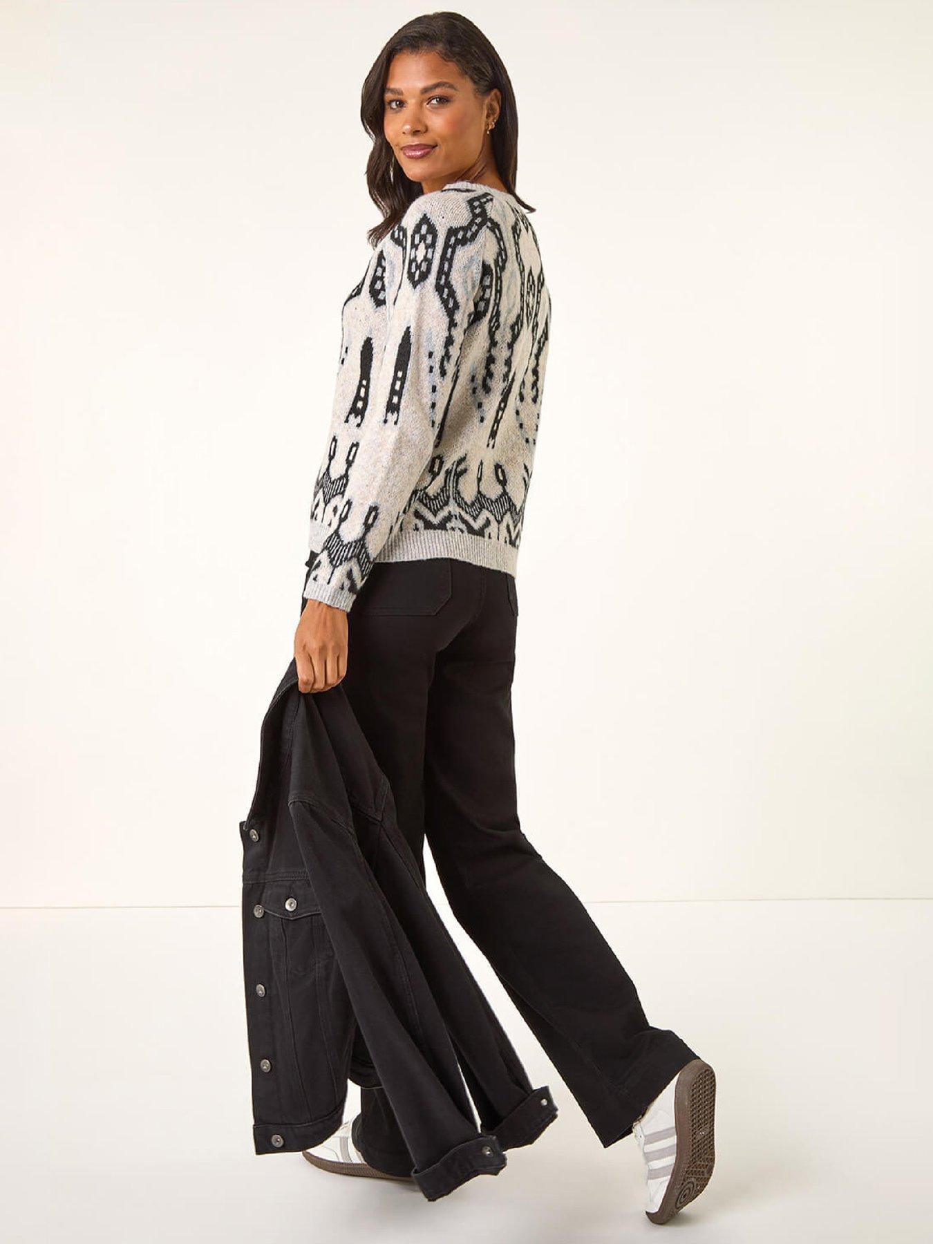 Image 2 of 5 of Roman Abstract Jacquard Knit Jumper - Light Grey