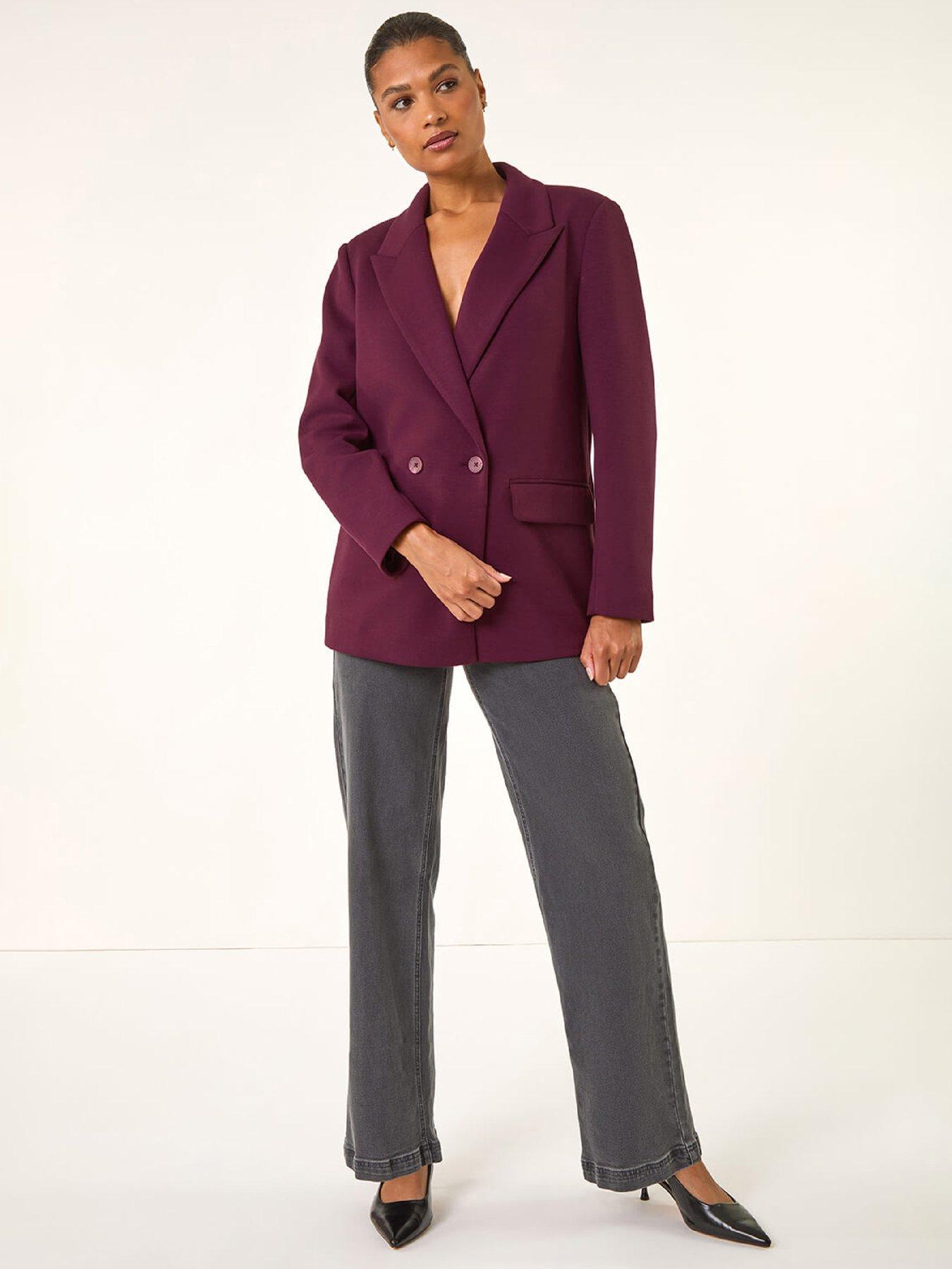 Roman Premium Stretch Ponte Blazer - Burgundy