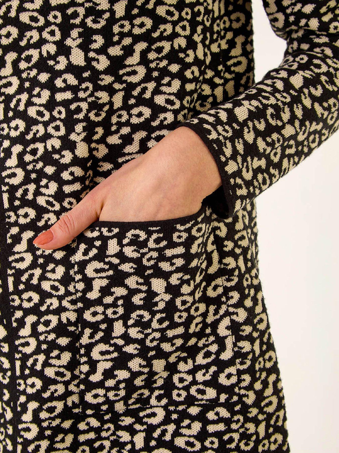 Image 5 of 5 of Roman Animal Print Knitted Shift Dress - Black
