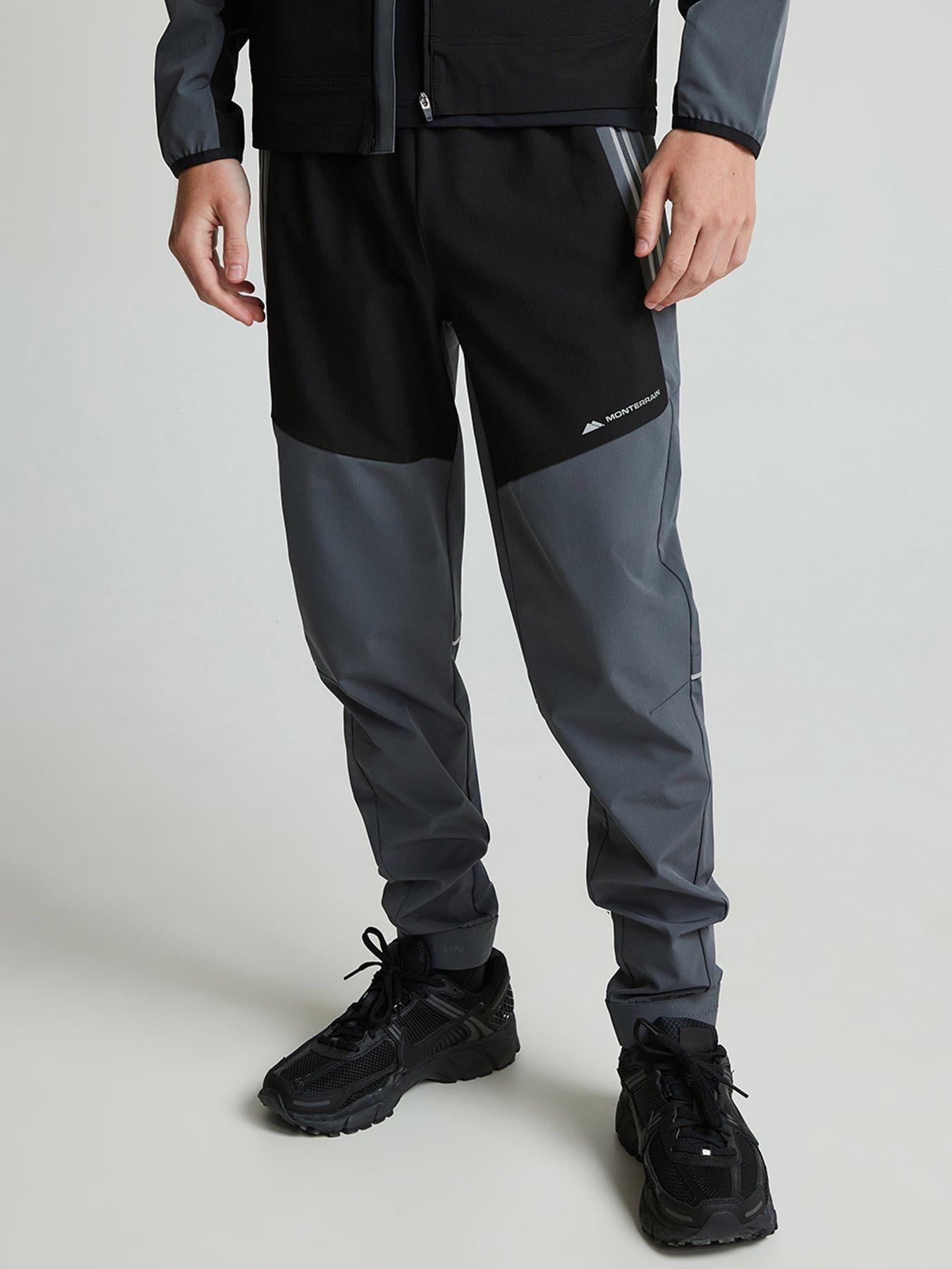 Monterrain Boys Ventax Woven Running Pants - Jet Black / Iron Gate