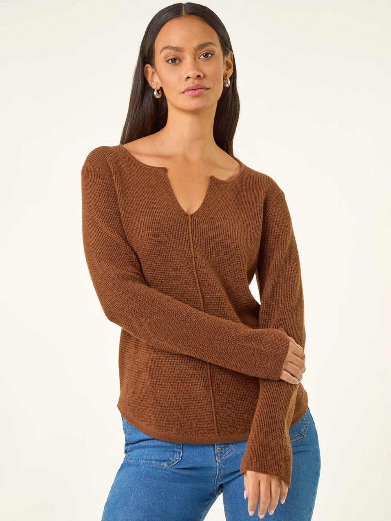 Roman Dusk Waffle Knit Jumper - Chocolate