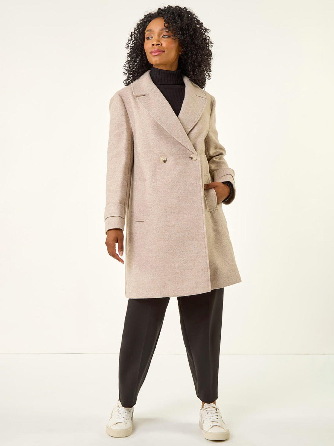 Roman Petite Double Breasted Tailored Coat - Camel