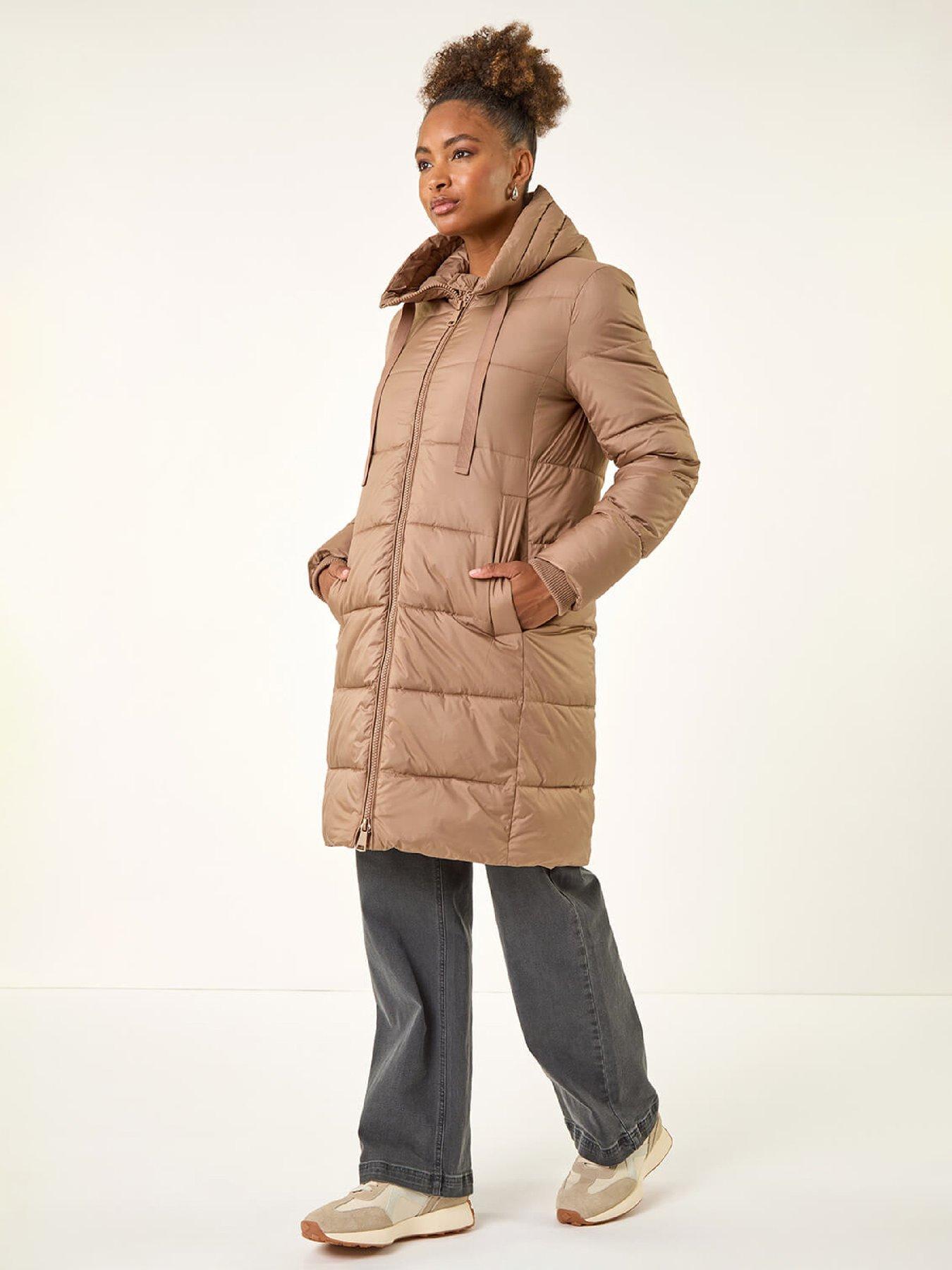 Roman Longline Padded Hooded Coat - Mocha