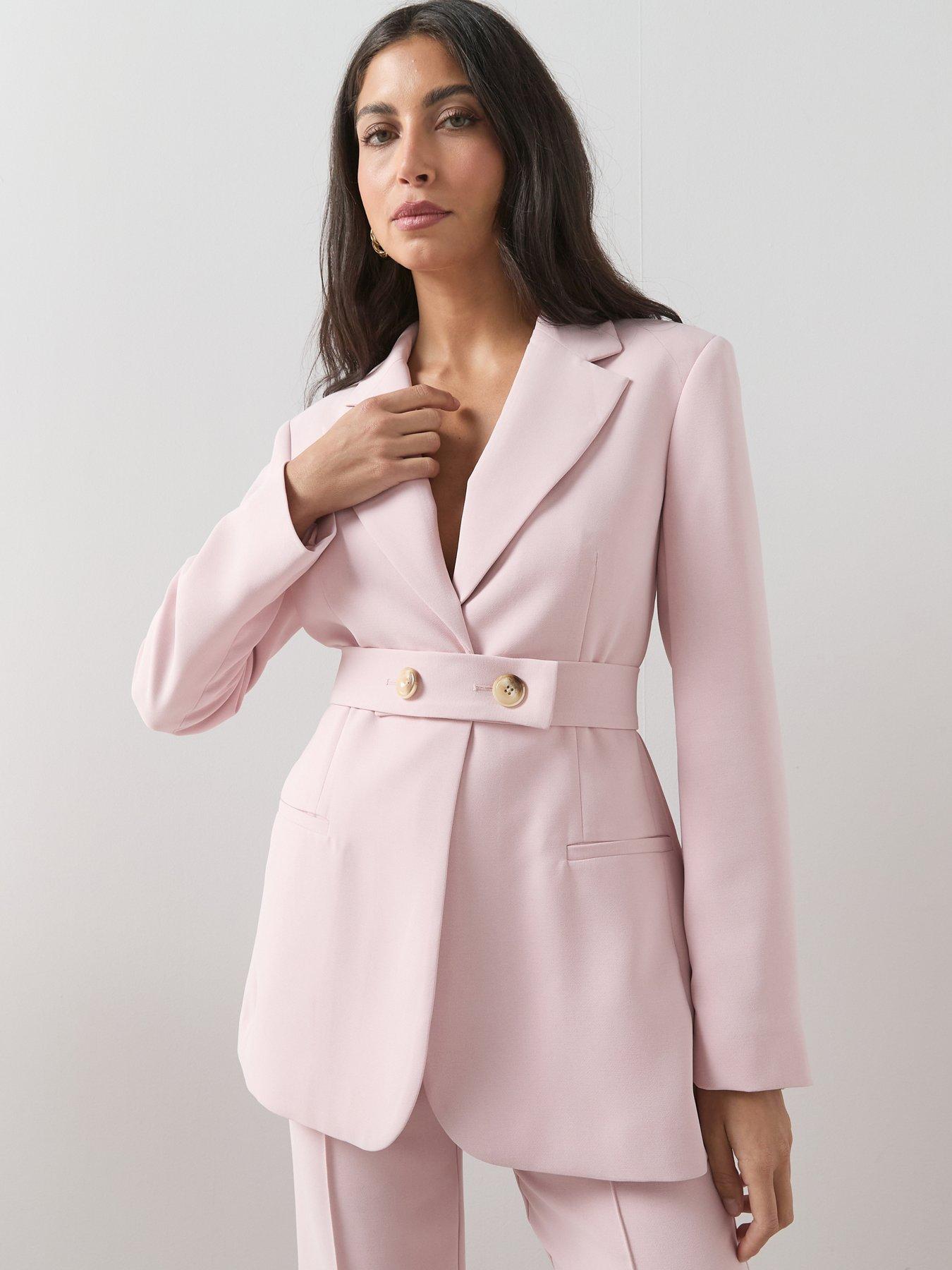 Image 1 of 7 of The Very Collection Belt Cinched Blazer - Pink