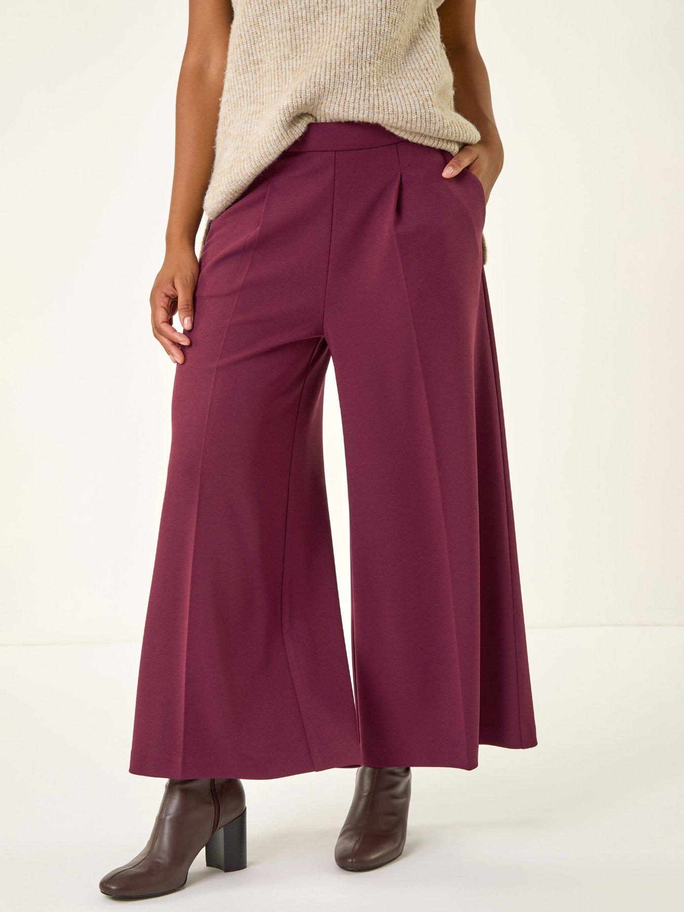 Roman Wide Leg Premium Stretch Culottes - Aubergine